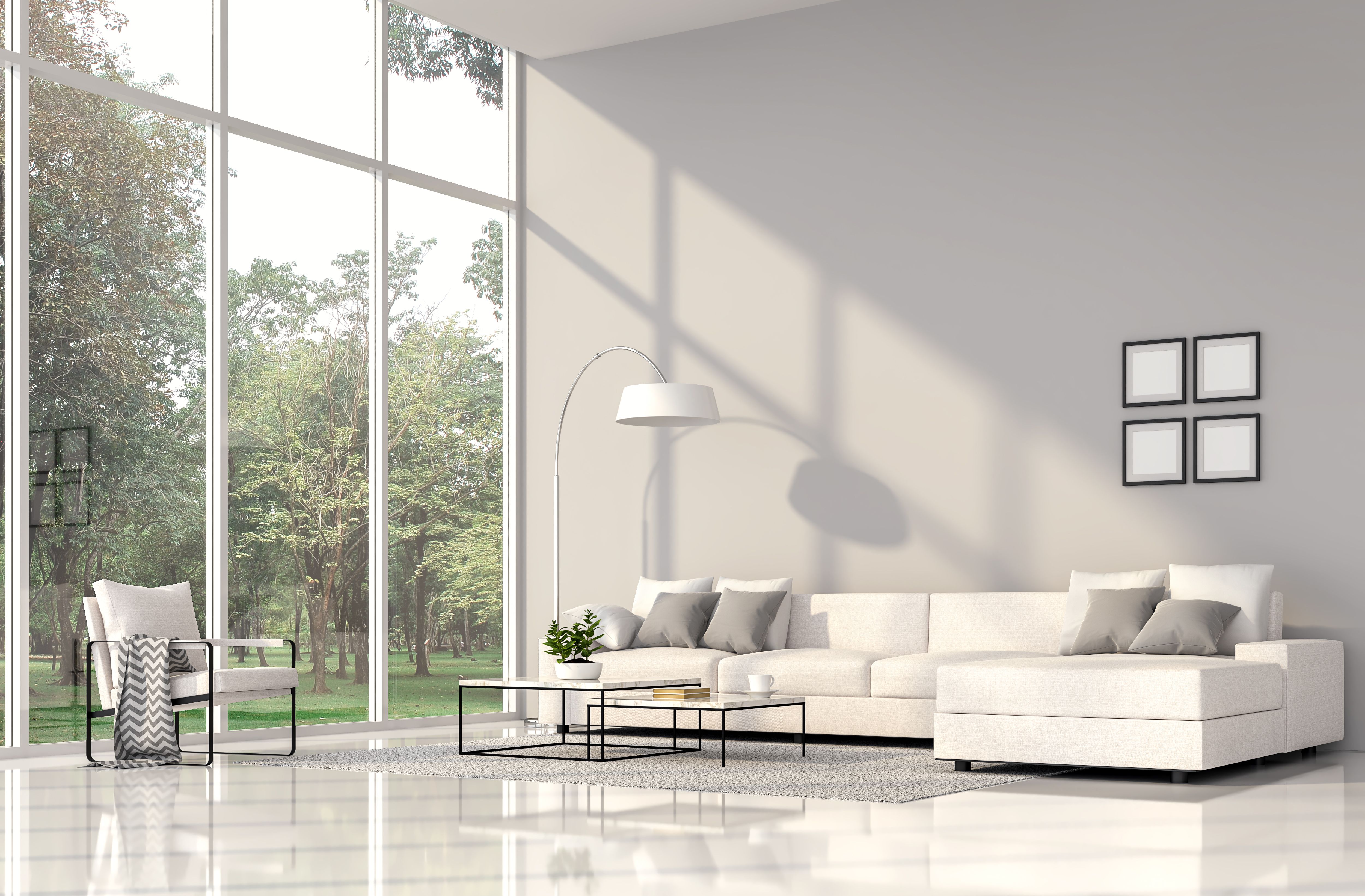 Modern living room interior with nature view 3d render Modern living room interior with nature view 3d render