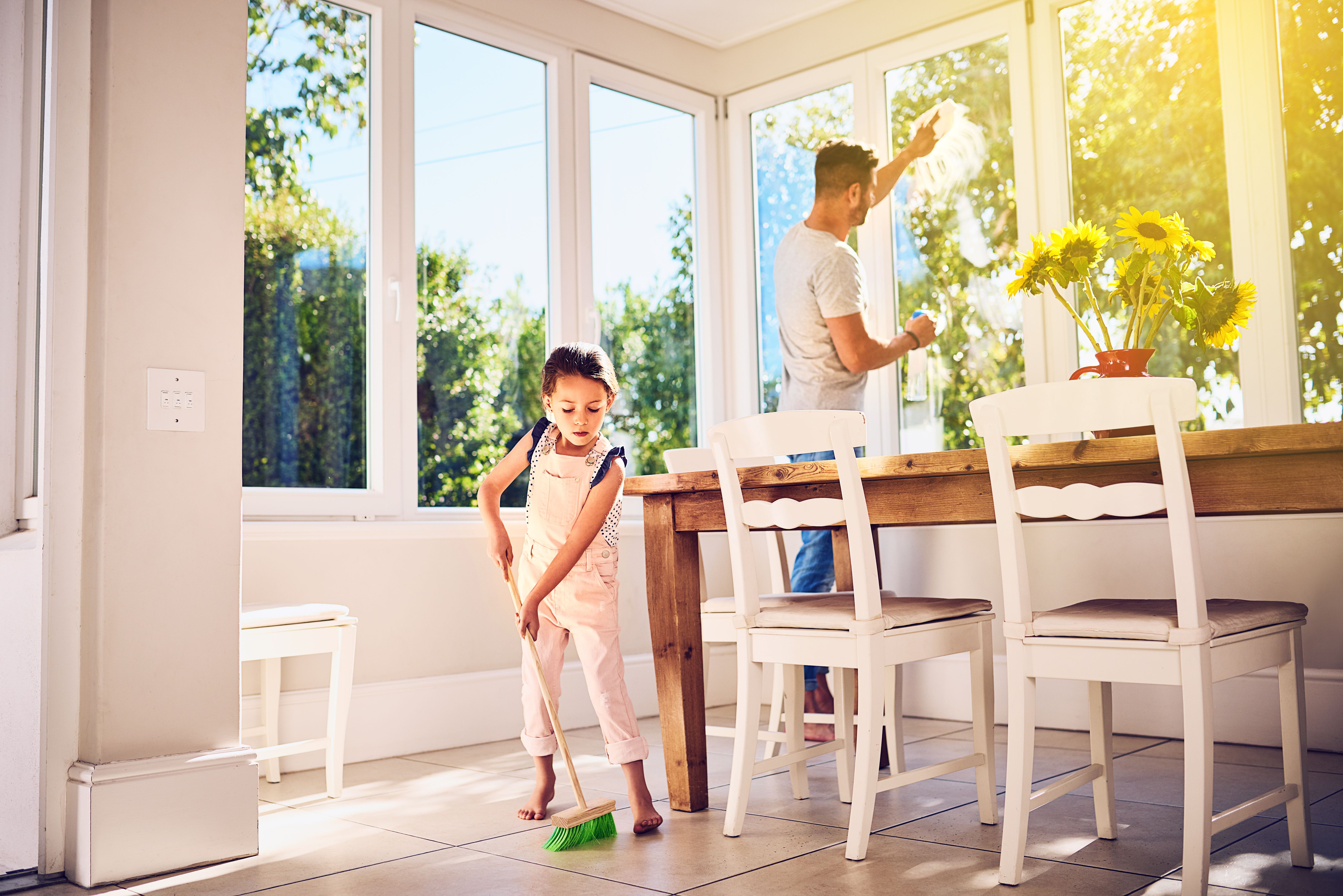 child doing chores