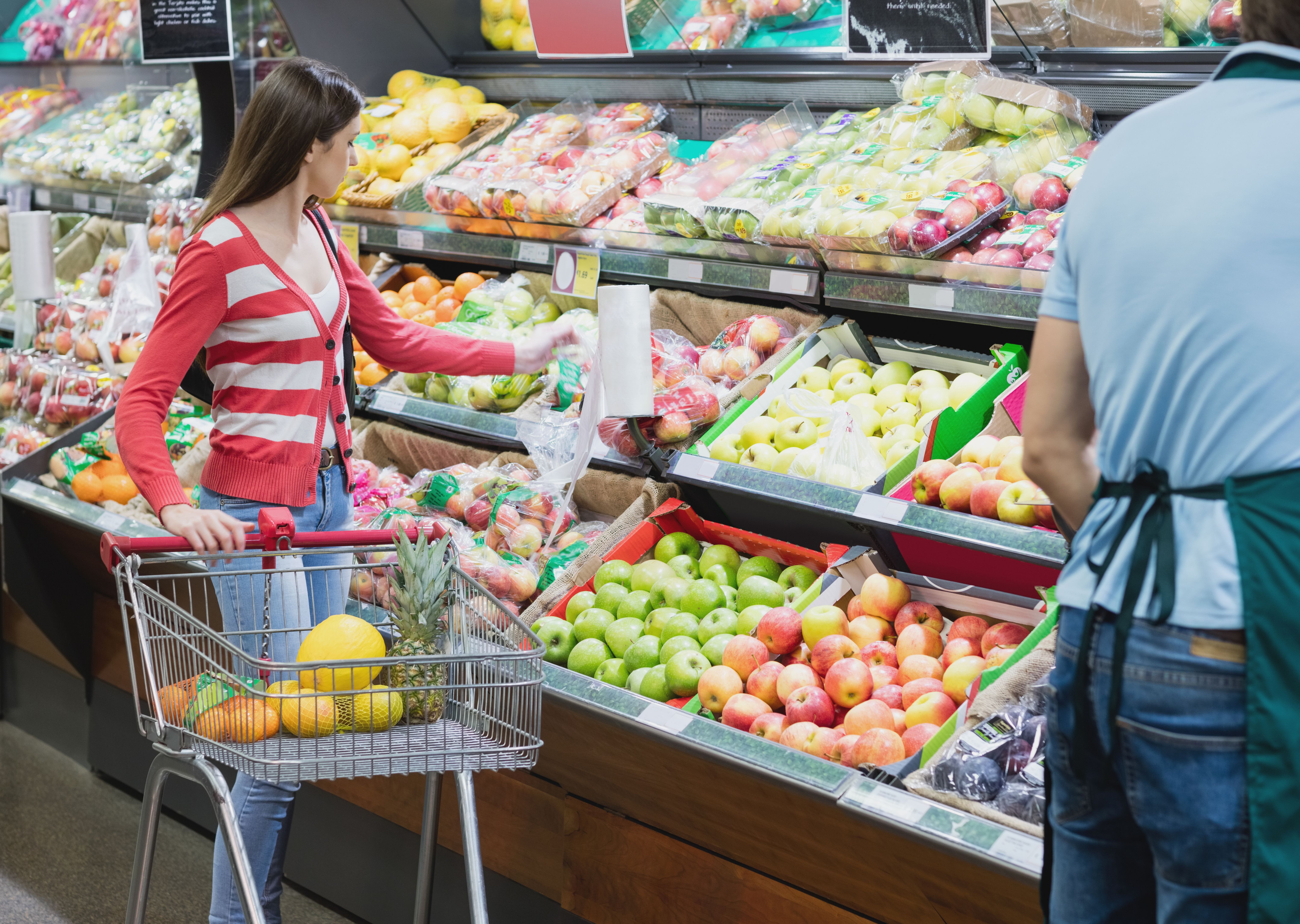 Woman selecting her fruits and vegetables