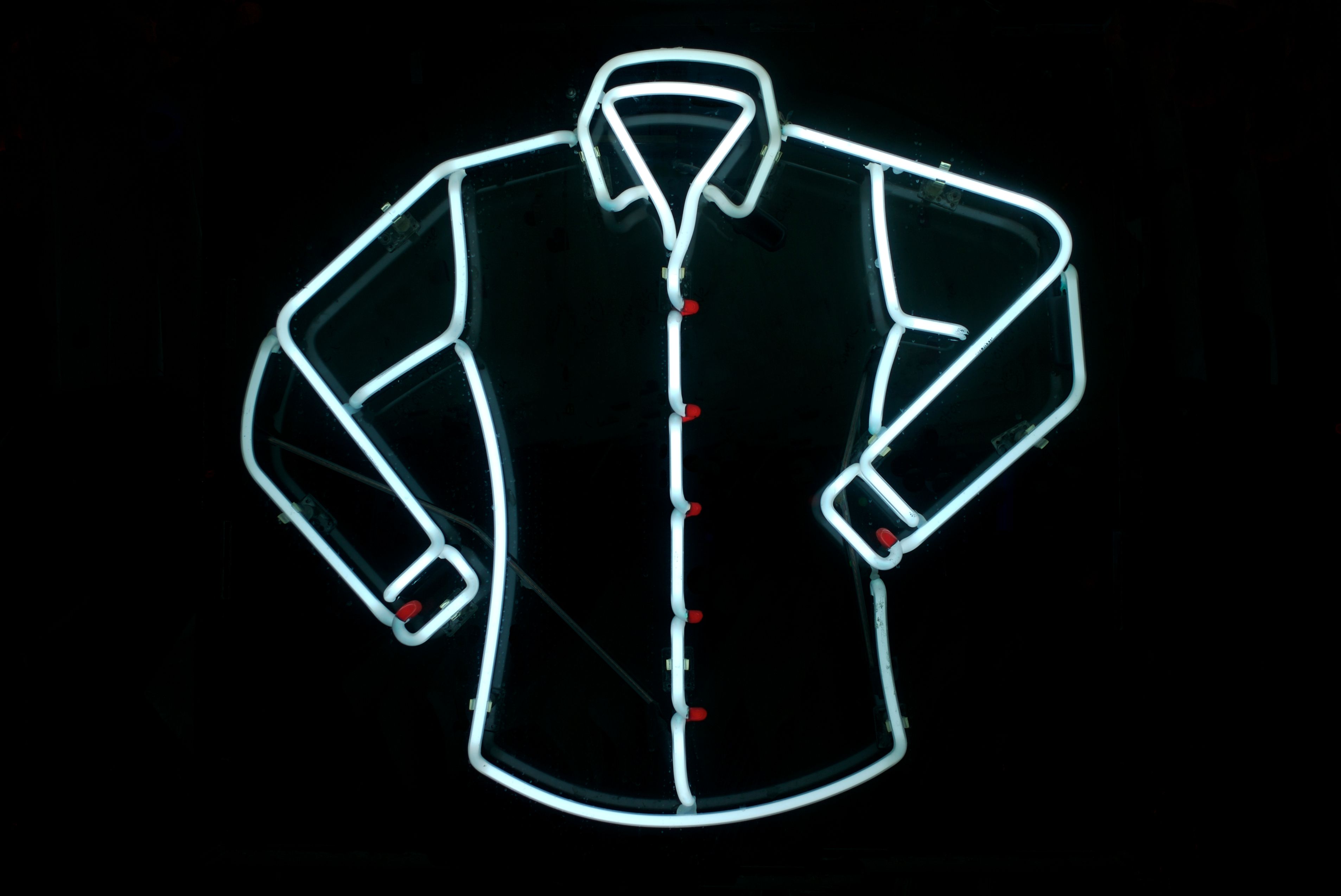 White Shirt Outline in Neon on Black