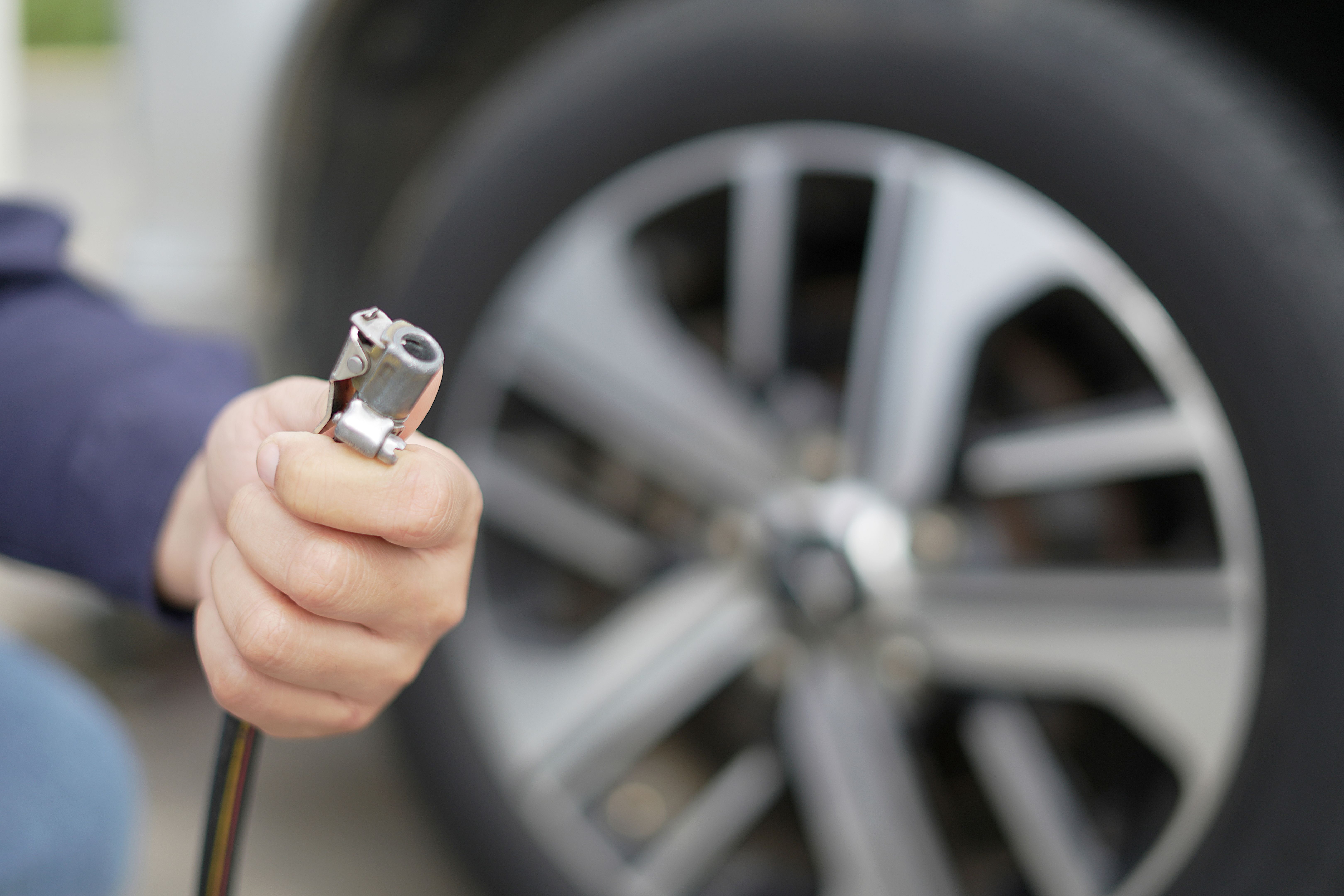 checking tire pressure