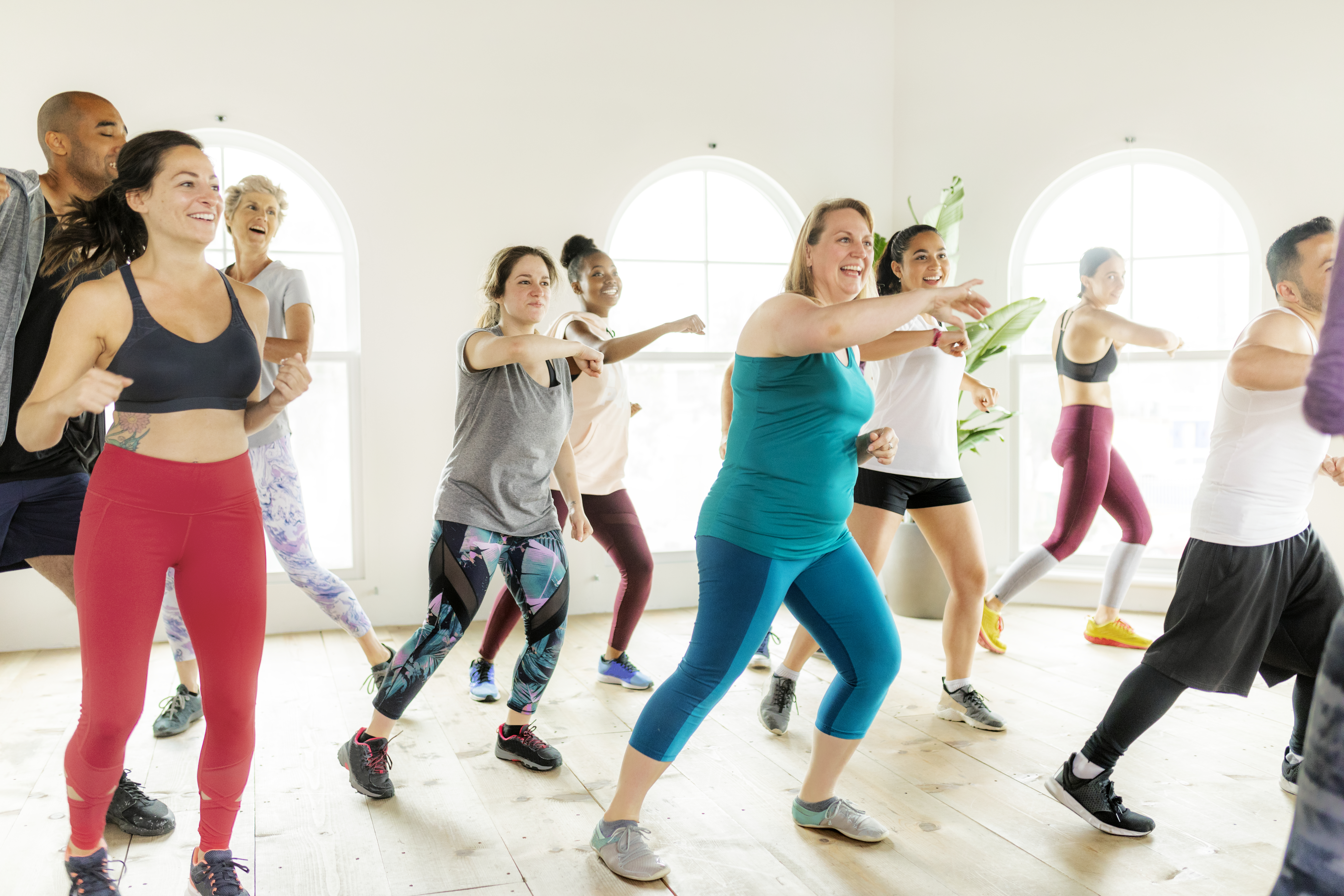 People dancing in a fitness class