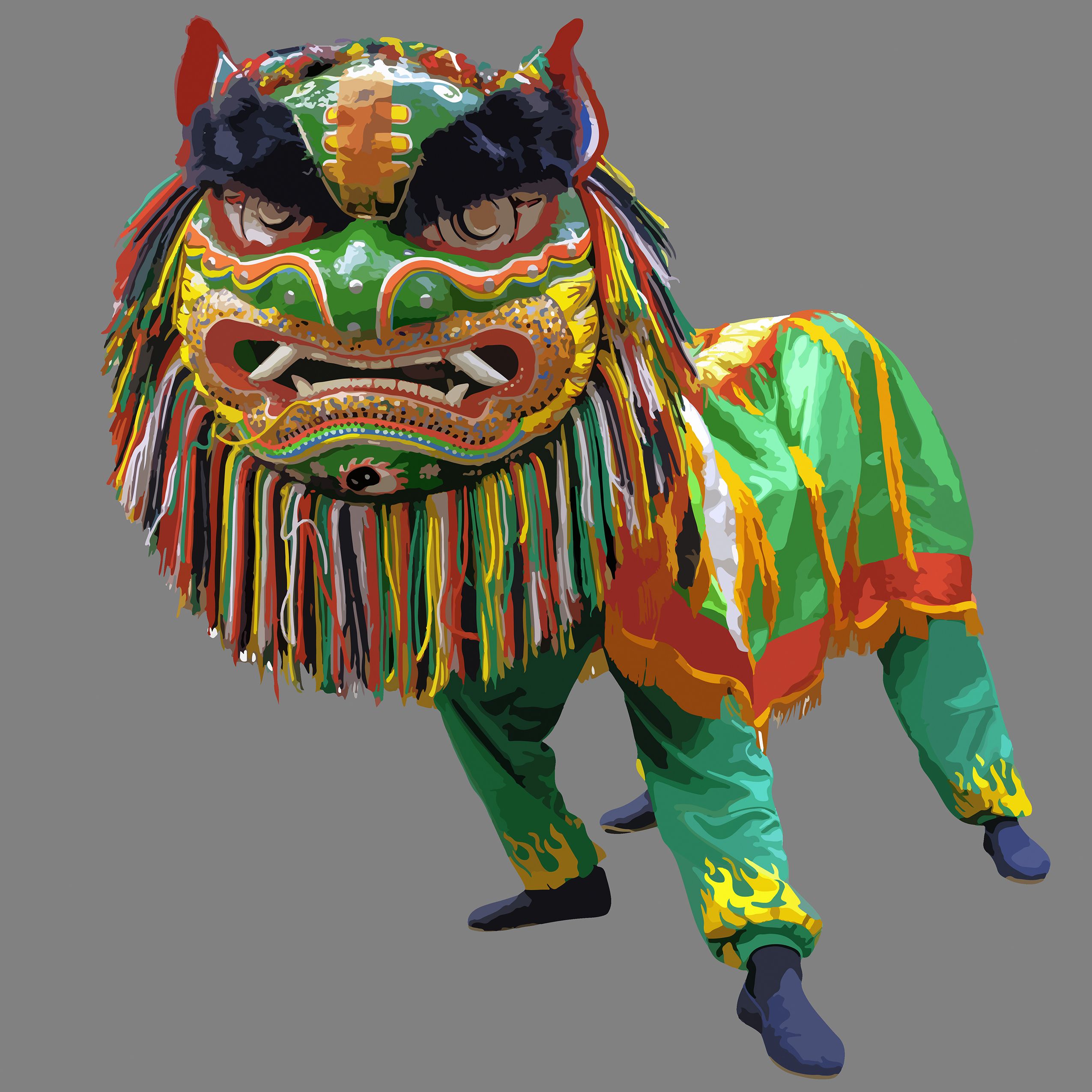 LION DANCE - Digital graphic illustration