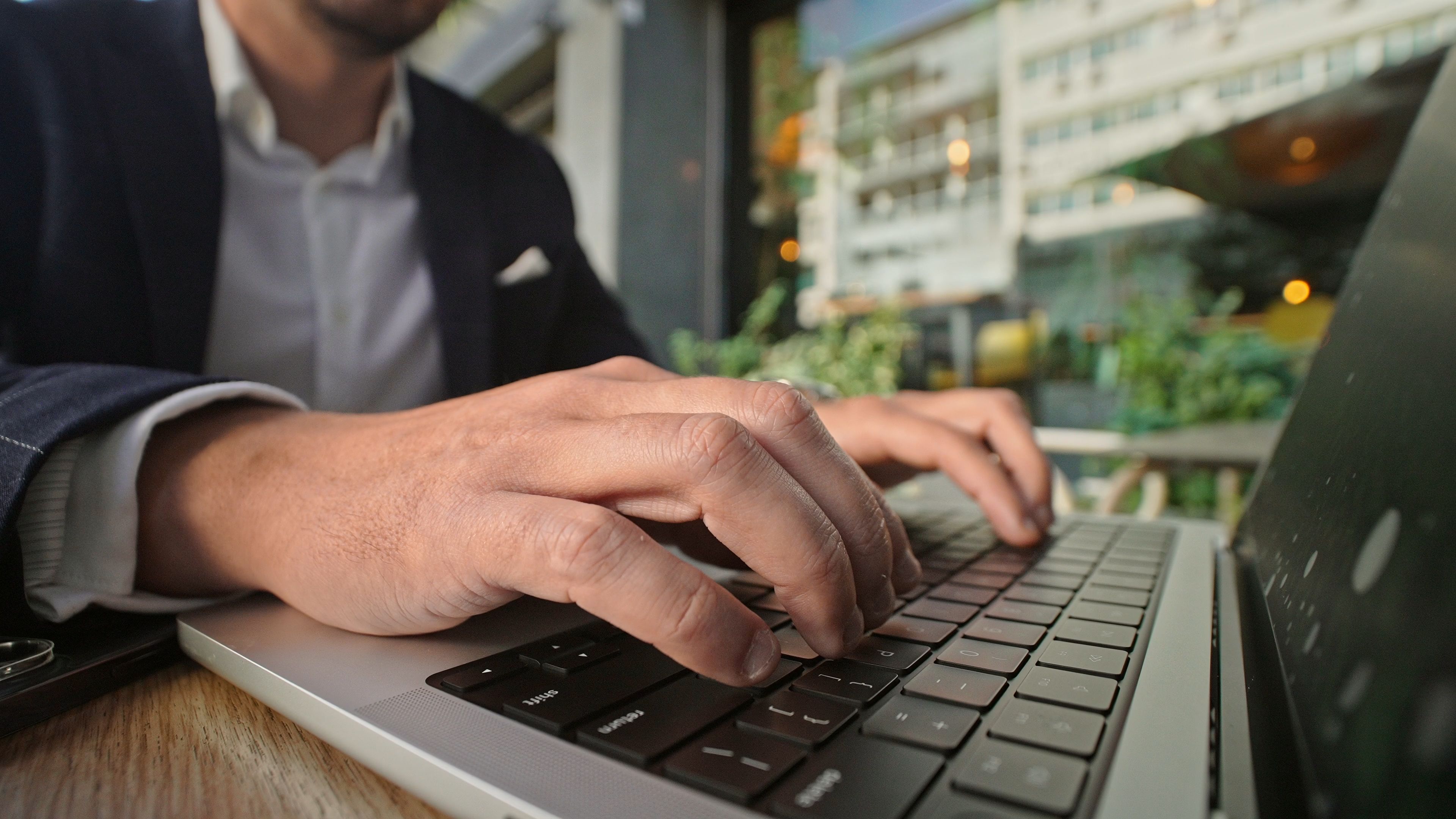 Entrepreneur type computer keyboard closeup. Businessman work laptop macbook. Entrepreneur type computer keyboard closeup. Businessman work laptop macbook.