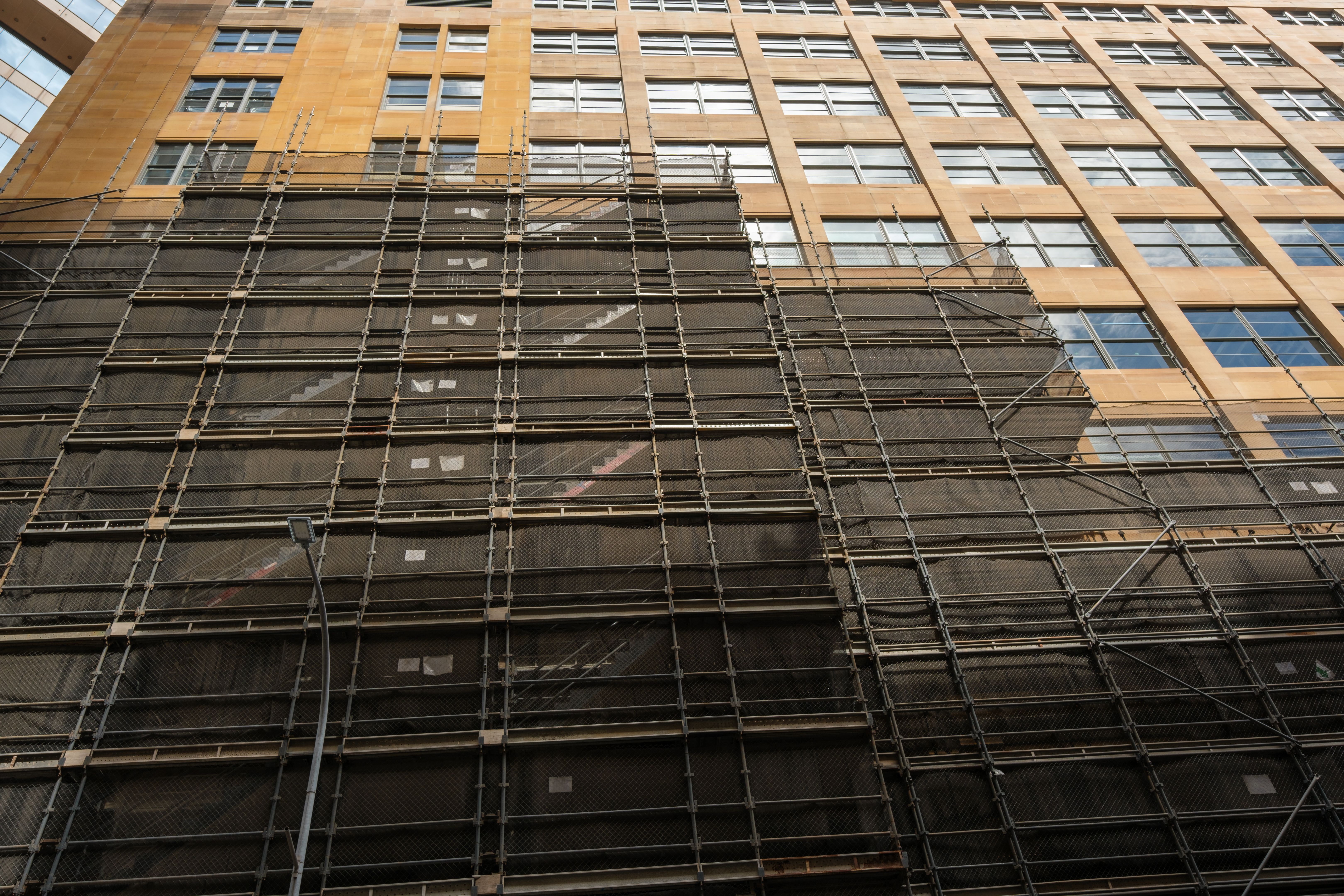 Partially covered city building Partially covered city building