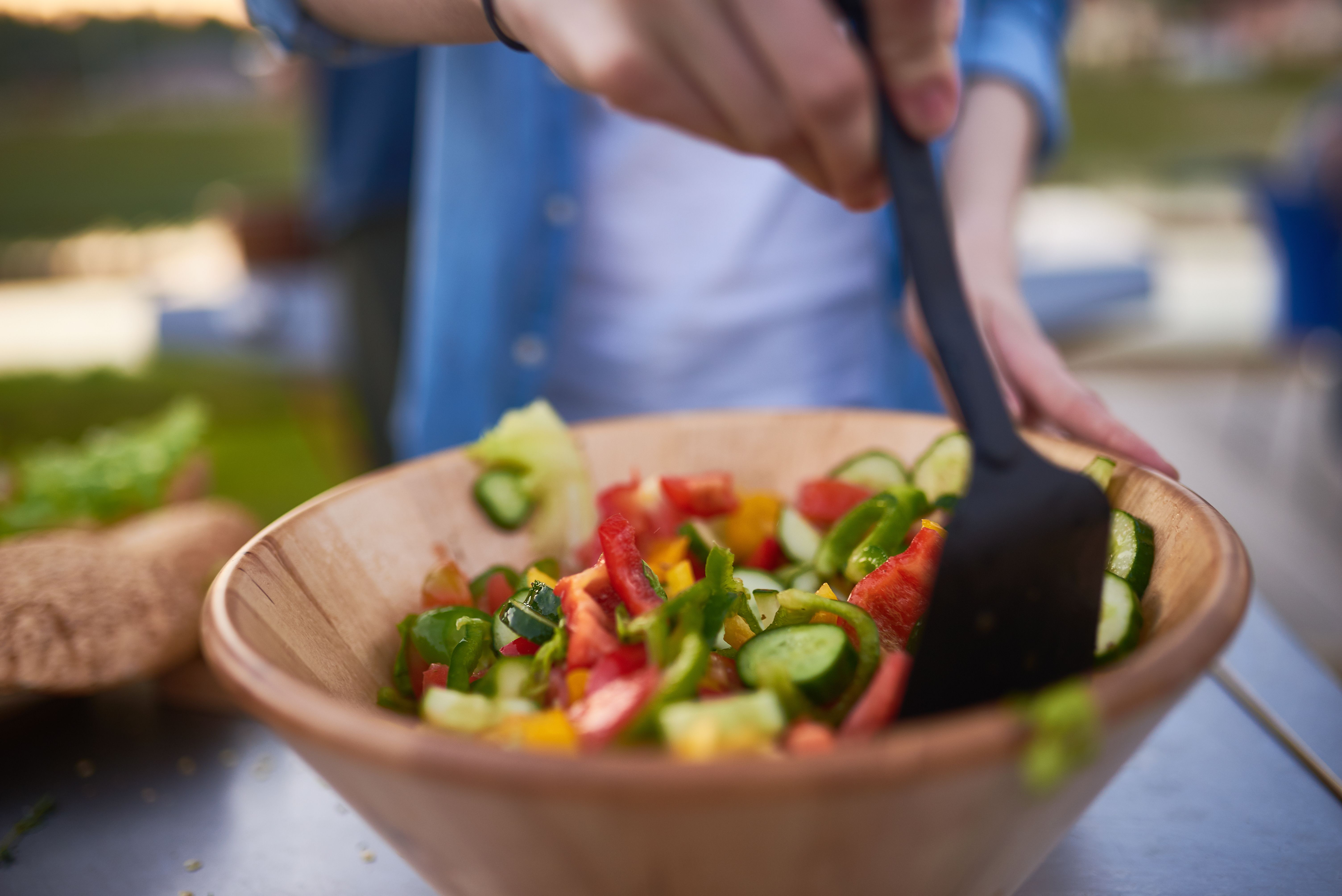 preparing salad