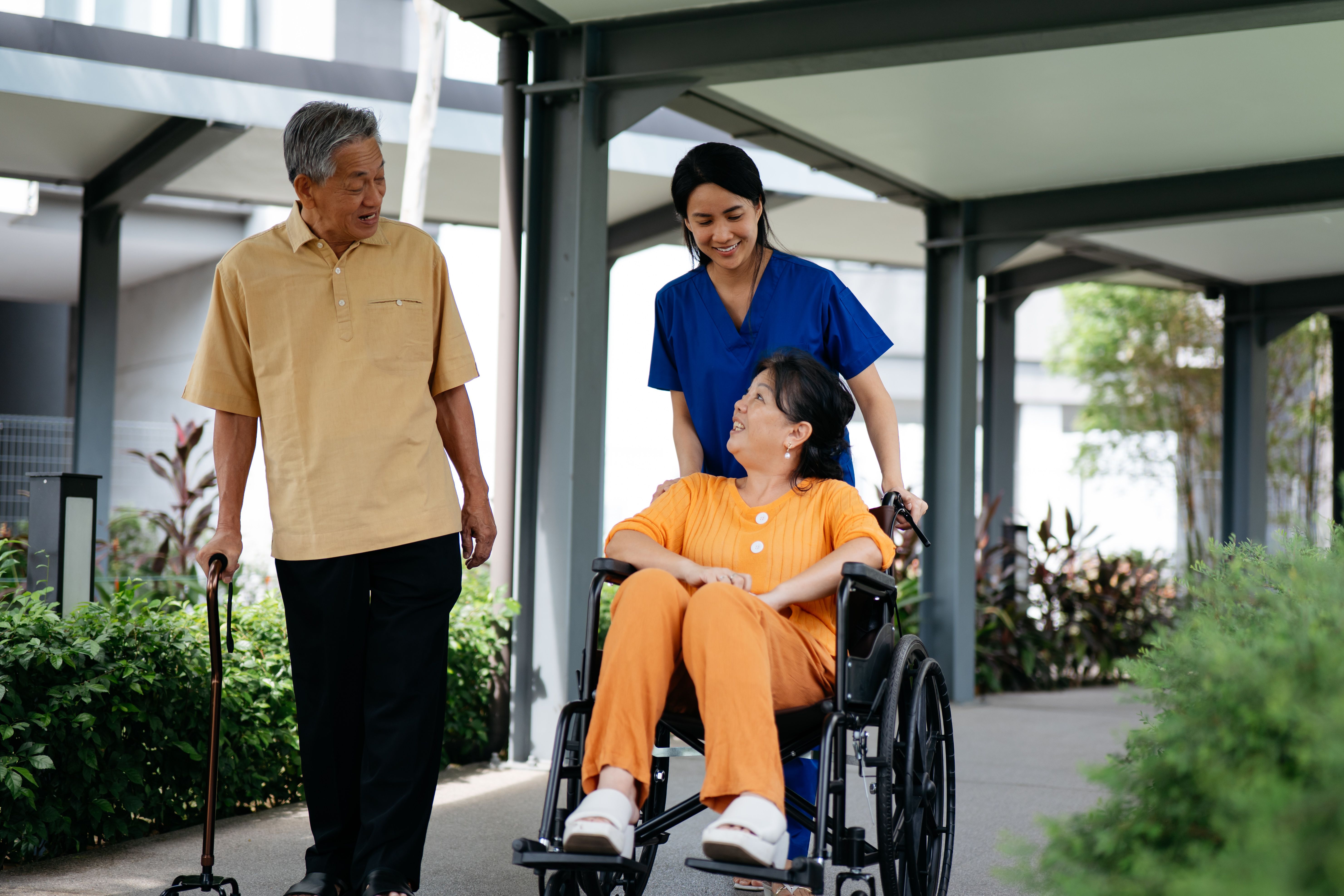 caregiver taking break