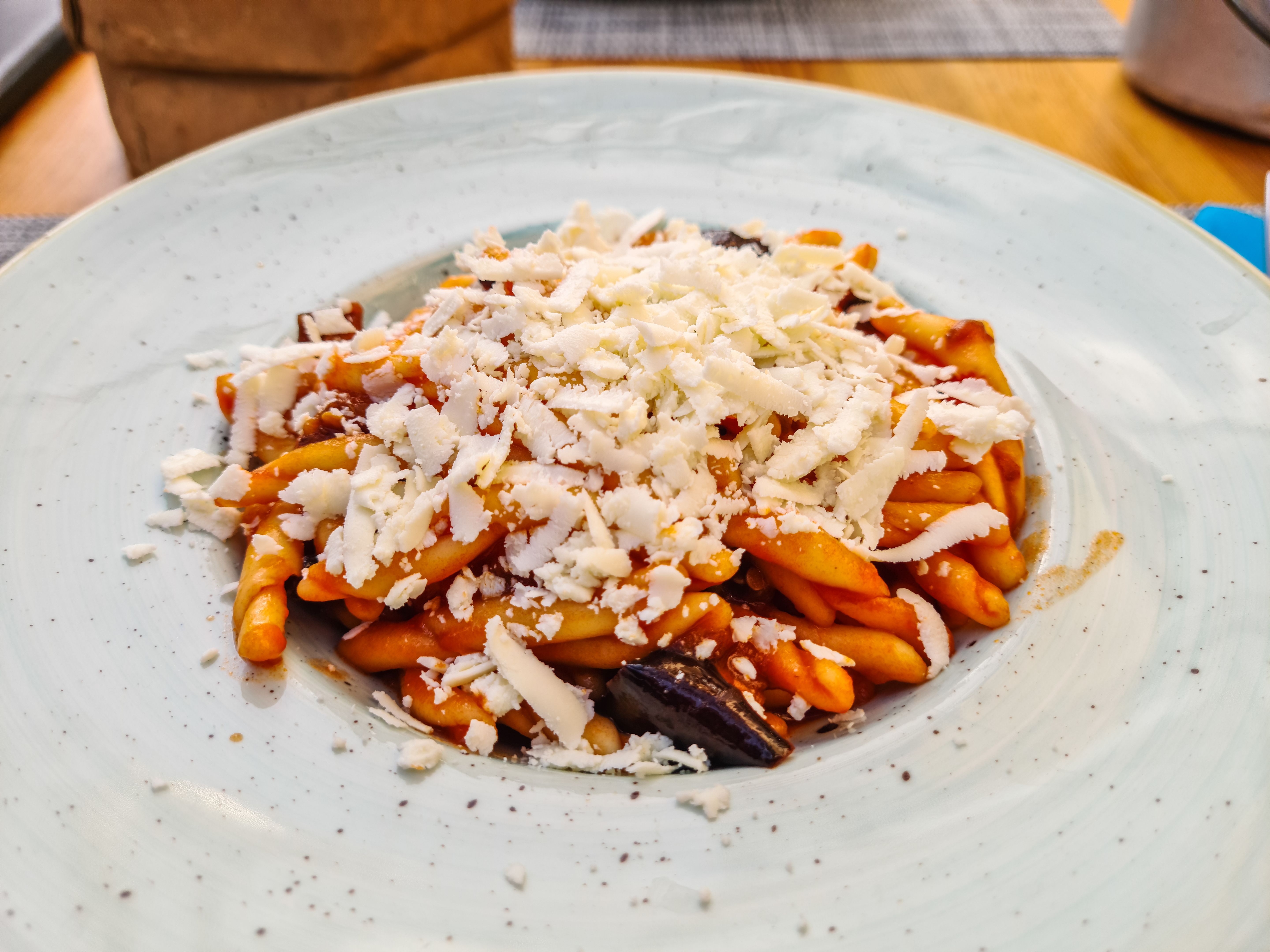 Pasta Alla Norma On The Table In A Restaurant In Catania In Sicily