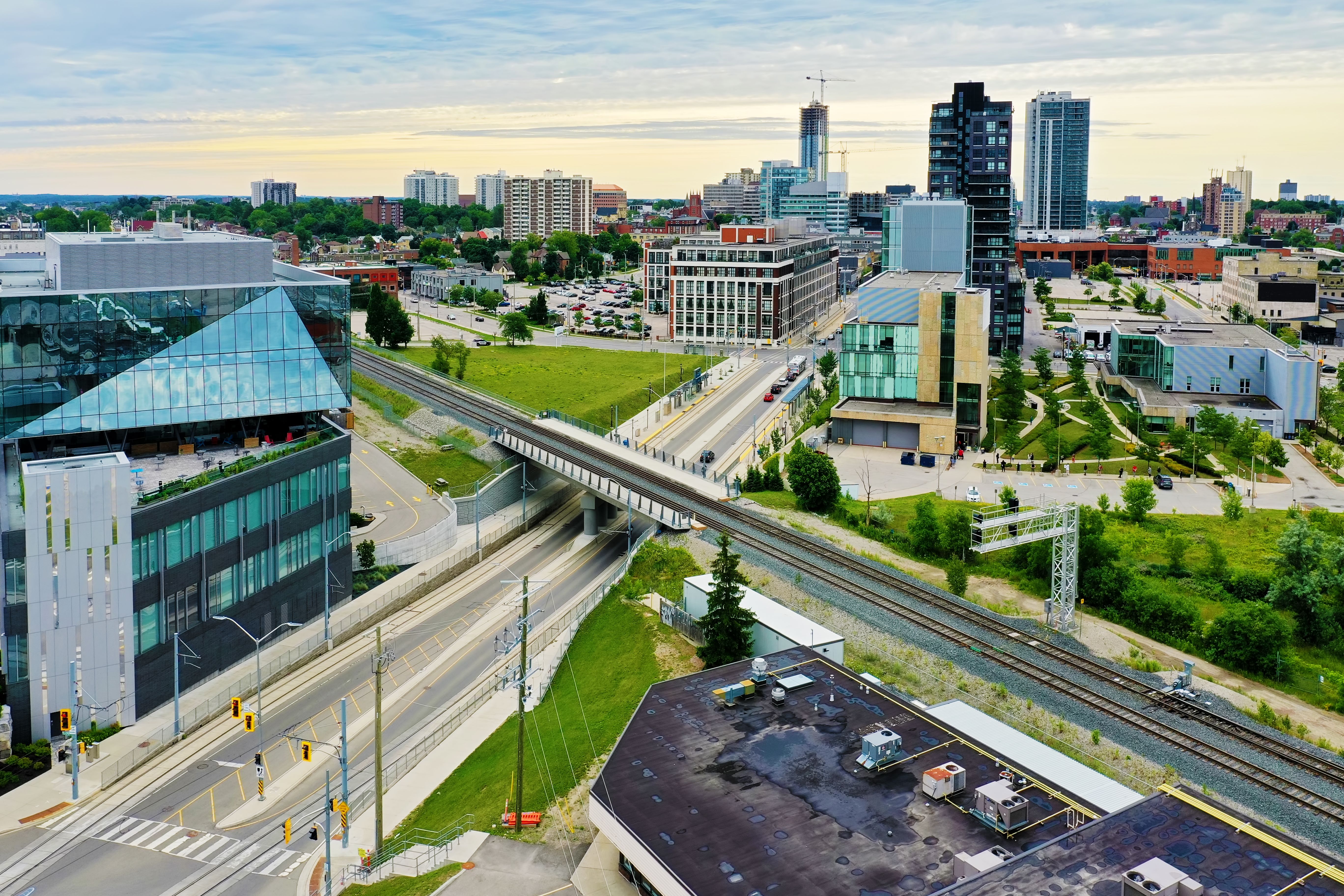 Aerial scene of Kitchener, Ontario, Canada in summer