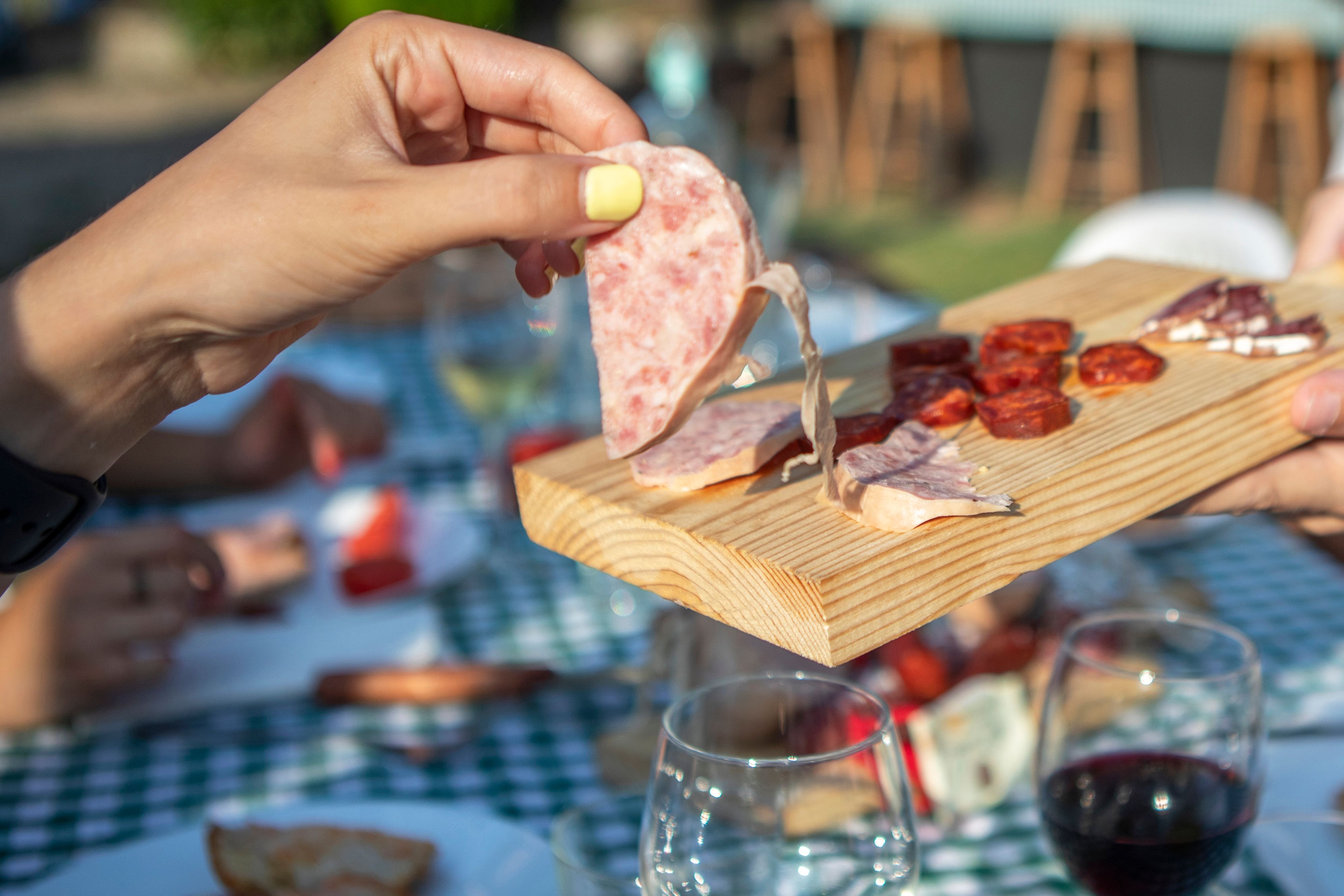 wine glasses charcuterie