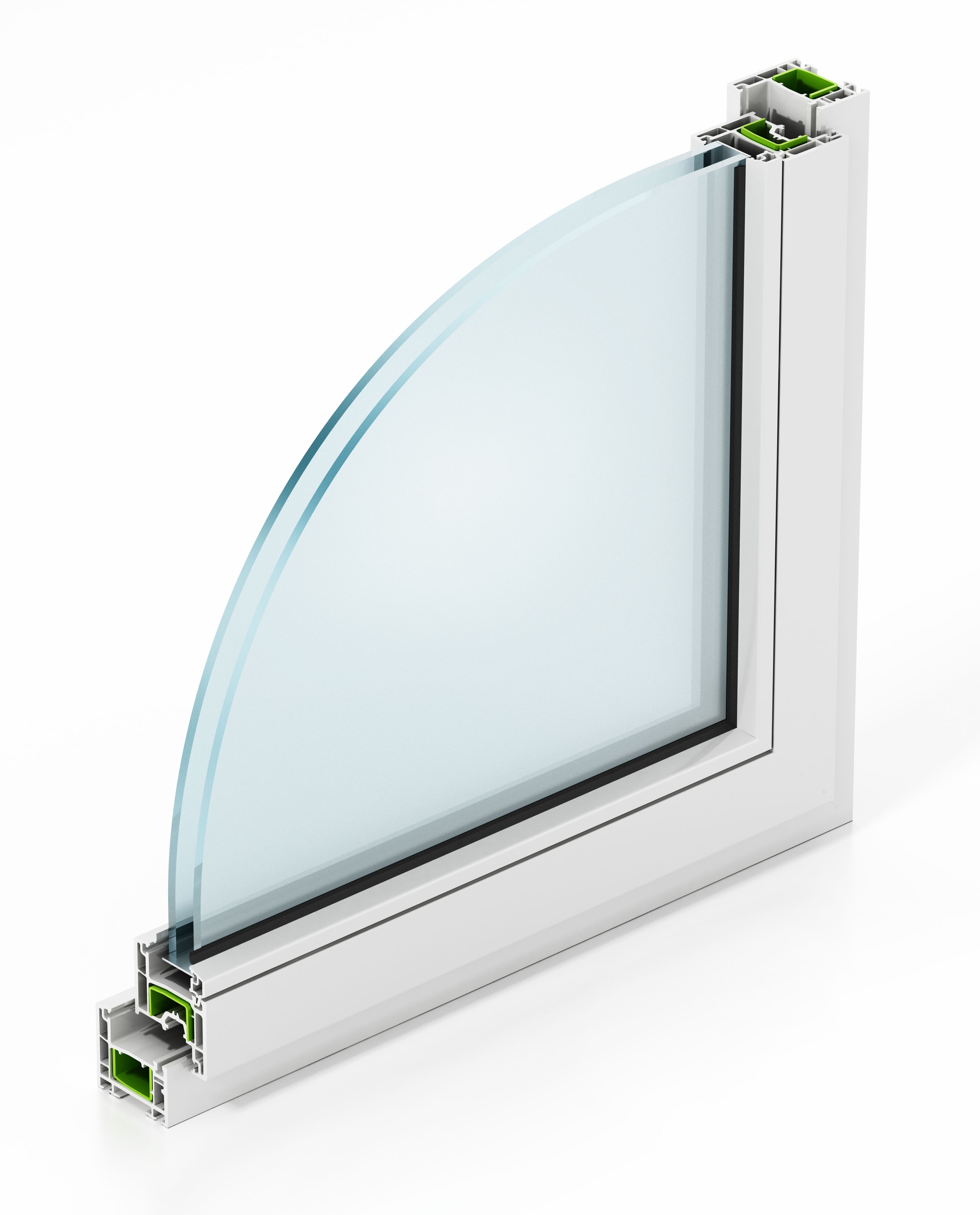 Wood textured PVC window detail isolated on white Wood textured PVC window detail isolated on white