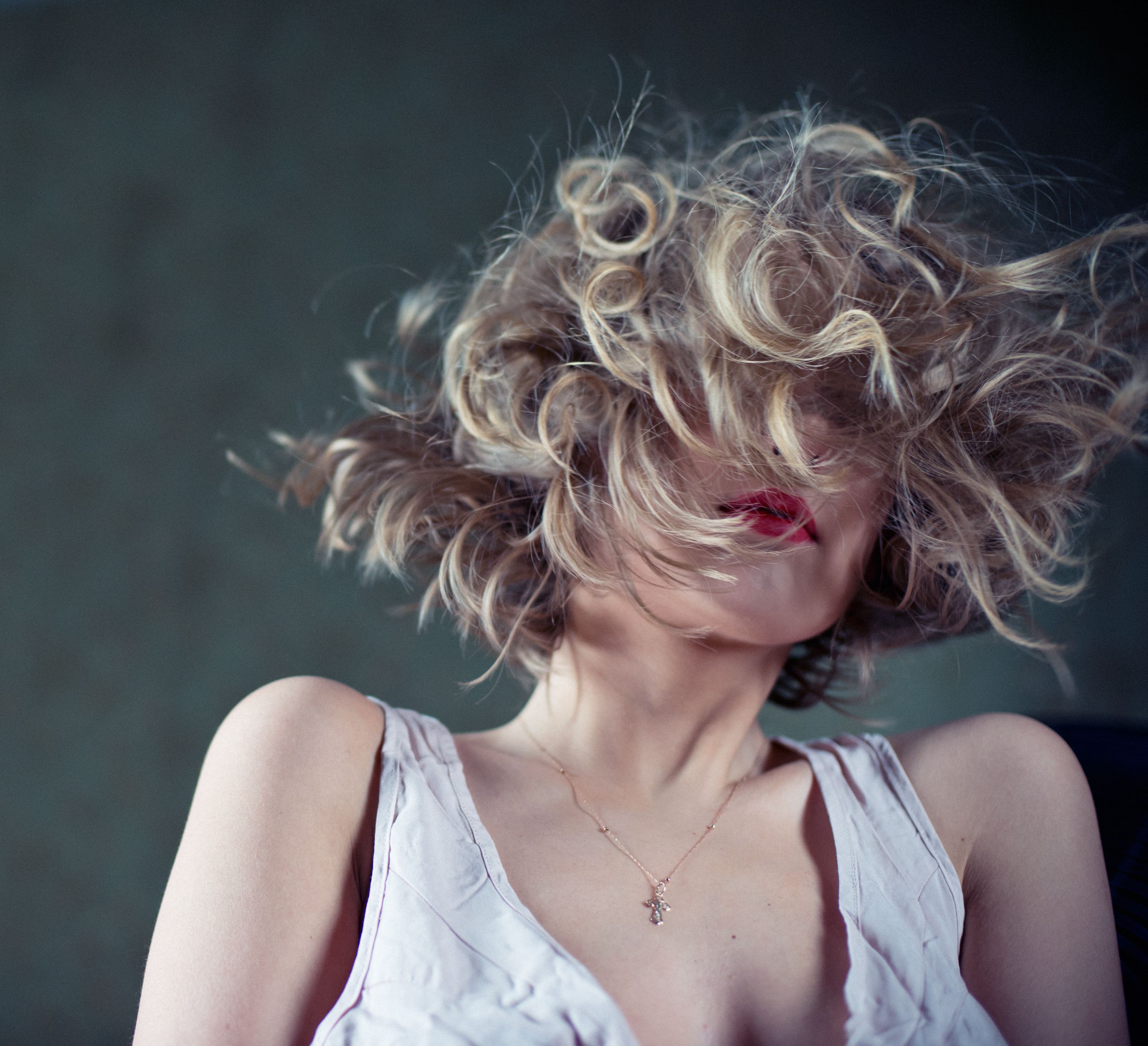 portrait of young women with hair on her face
