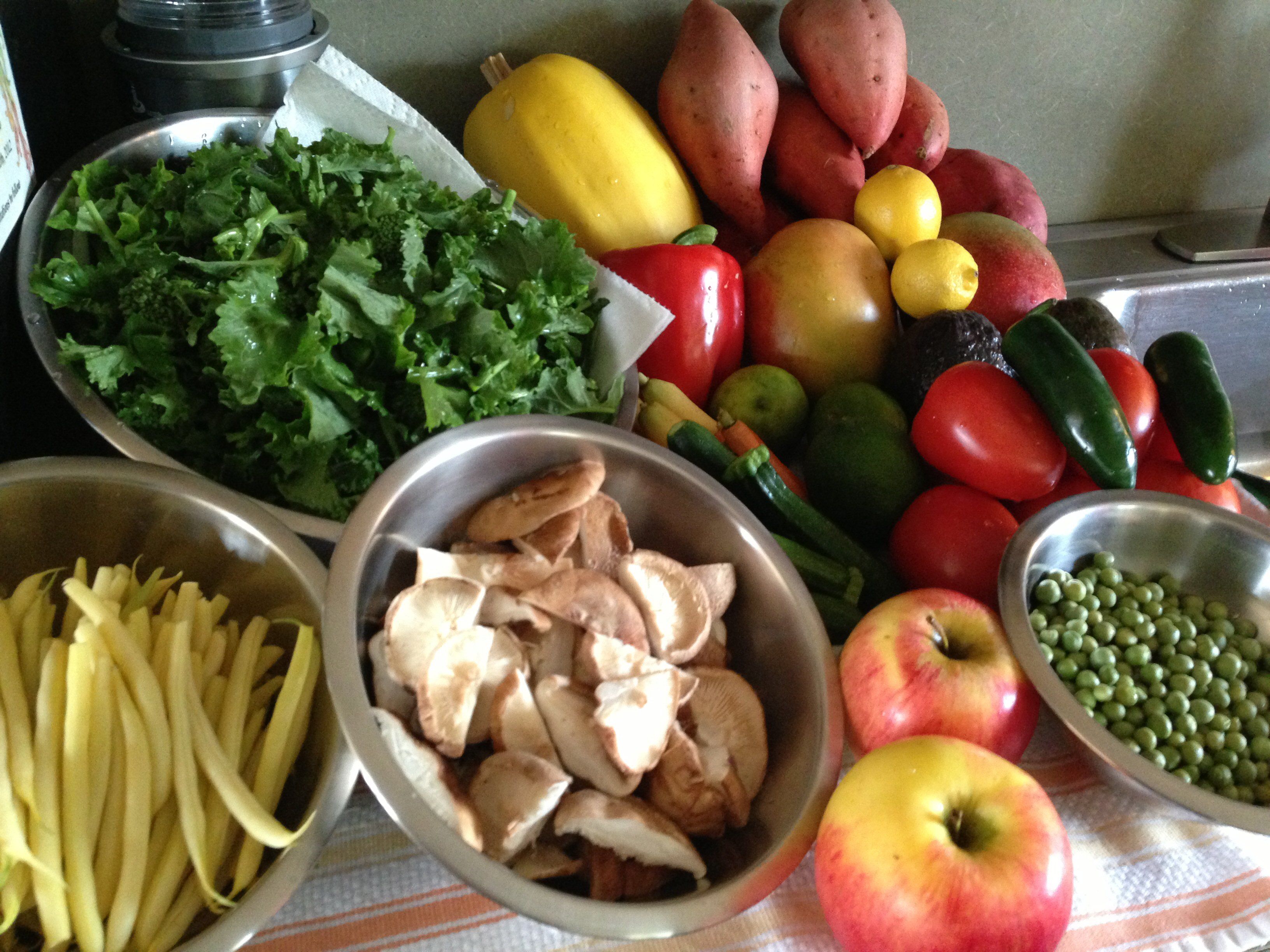 Beans, broccoli rabe, mushrooms, squash, sweet potatoes