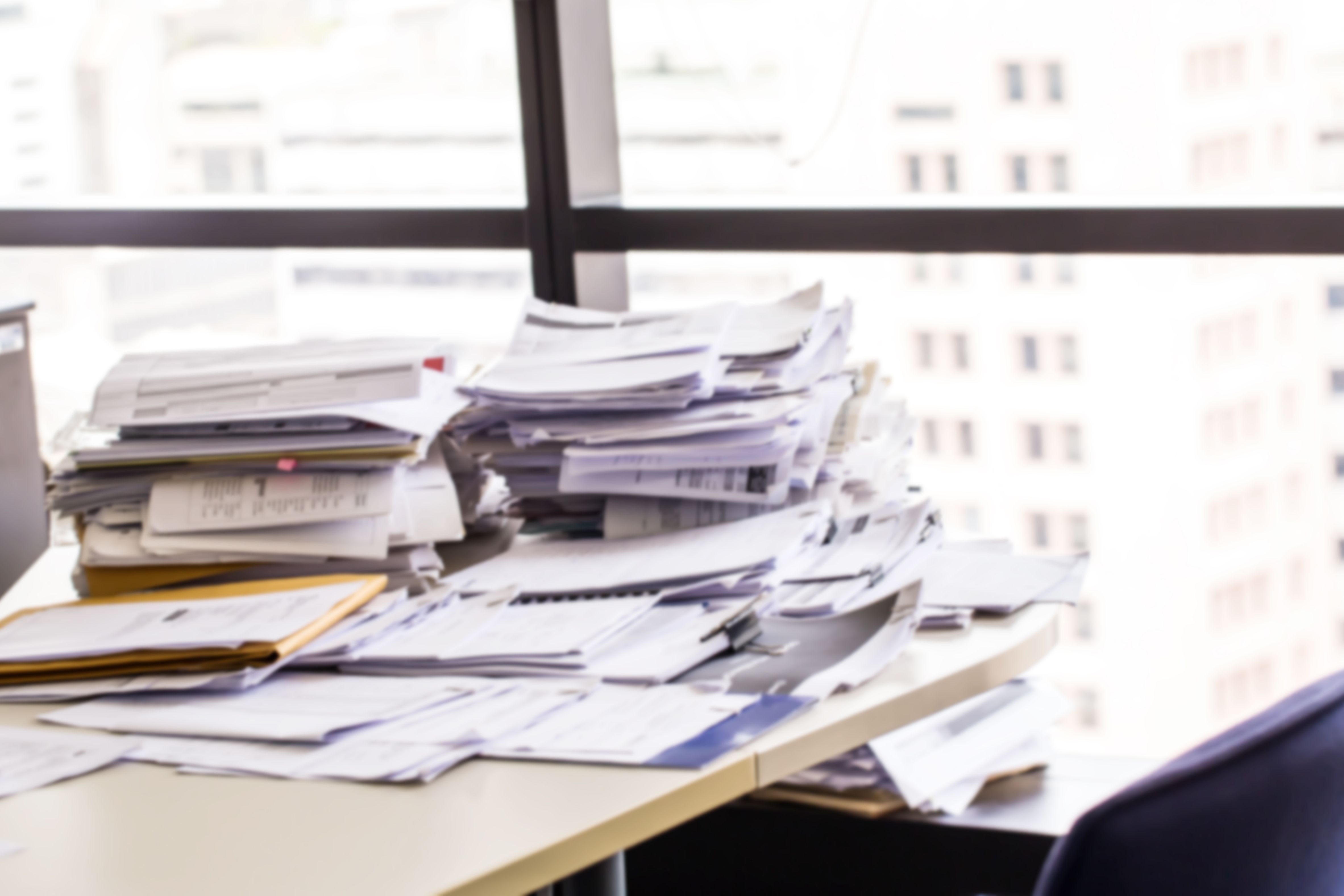 office desk with forms