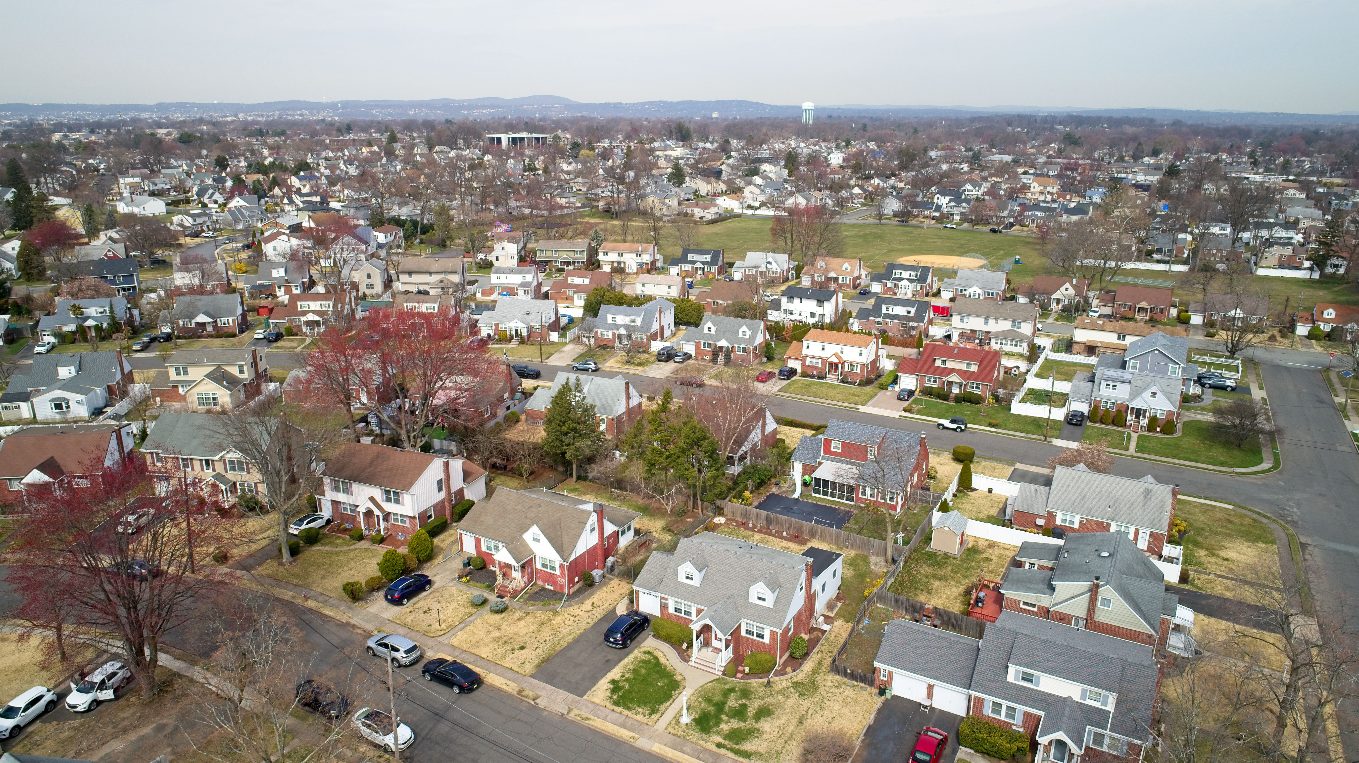 Middle Class Neighborhood flyover low level