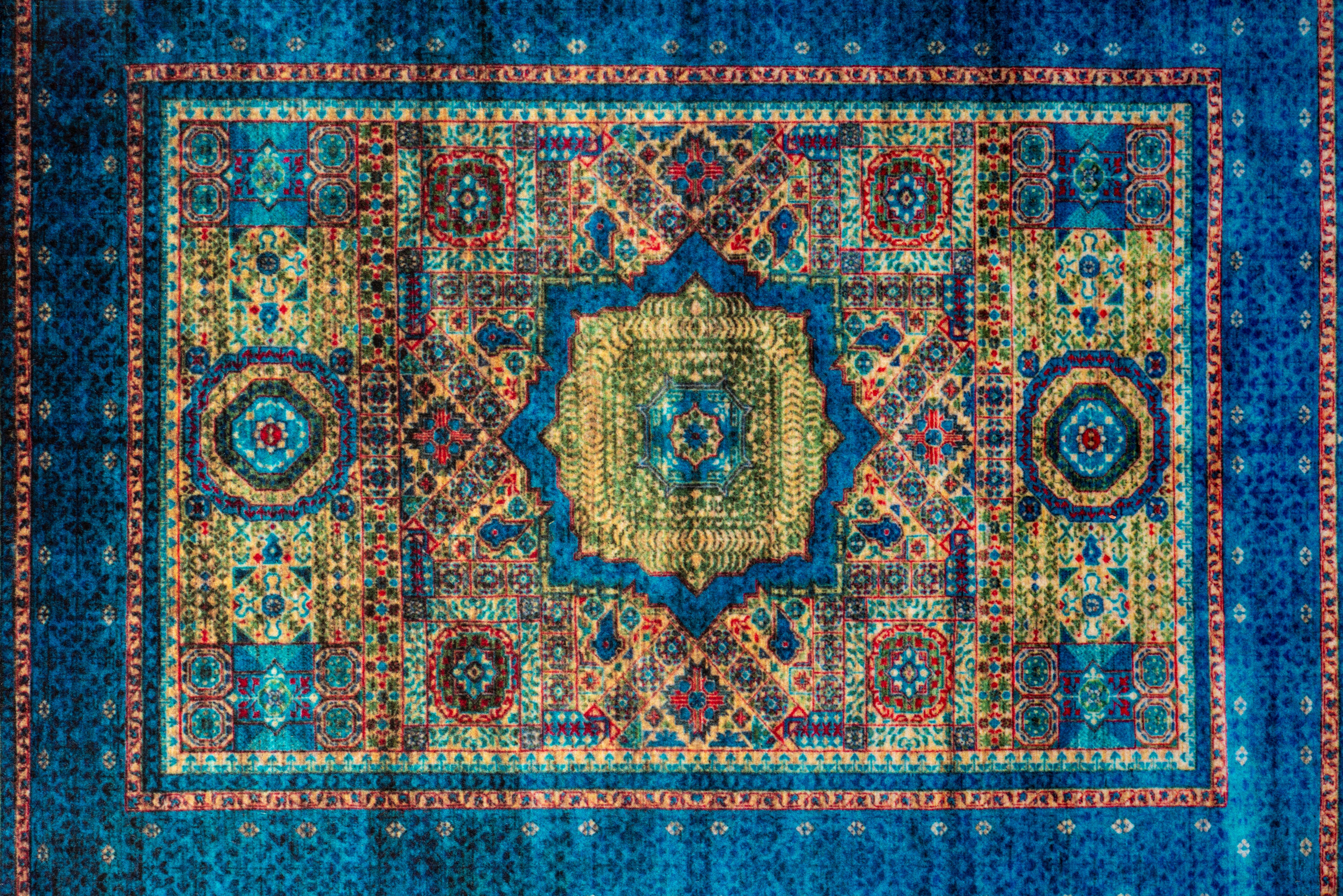 Part of Old Blue Persian Carpet Texture, abstract ornament.