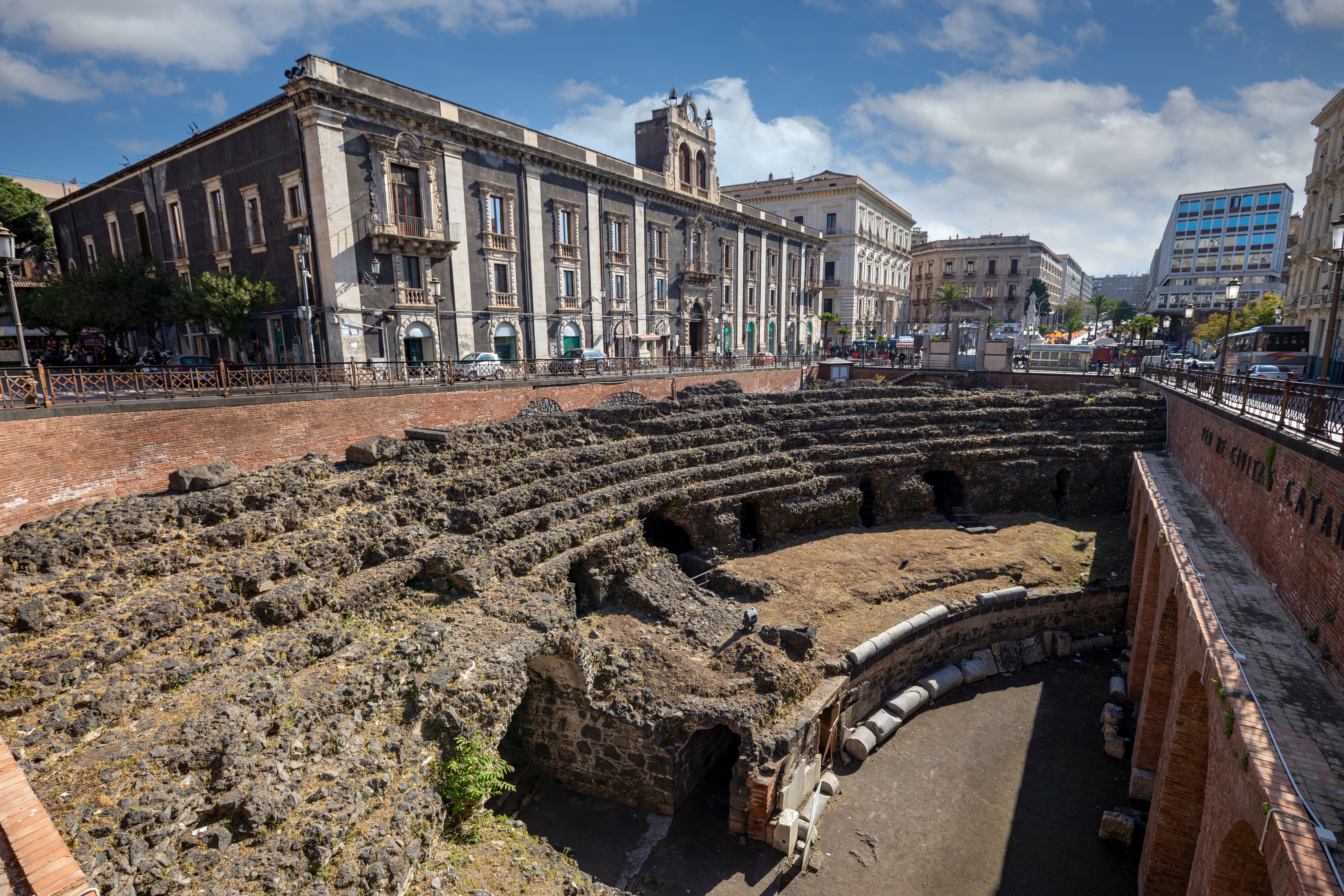 Remains of the Roman amphitheater of Catania in the city center of Catania Remains of the Roman amphitheater of Catania in the city center of Catania