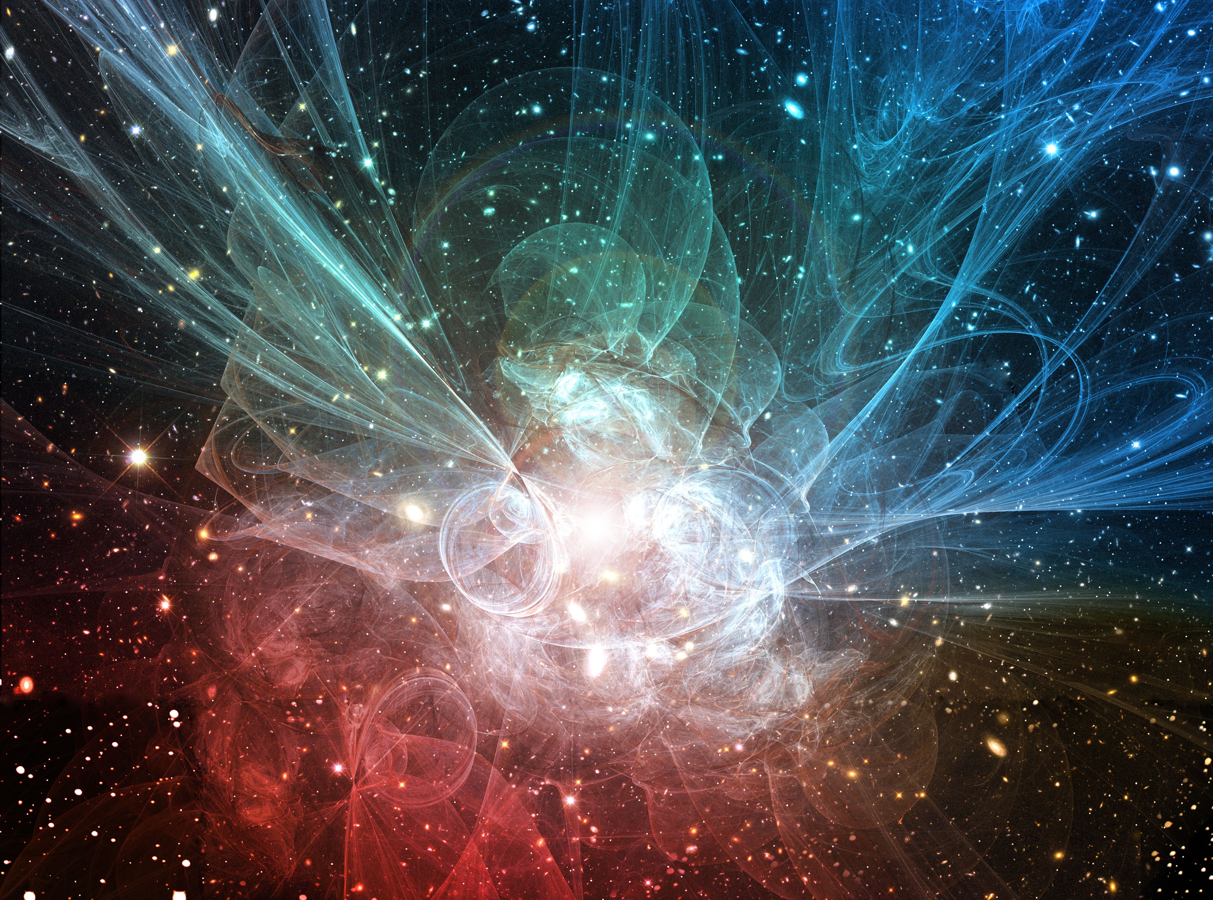 Glowing and radiating star at the center of the galaxy