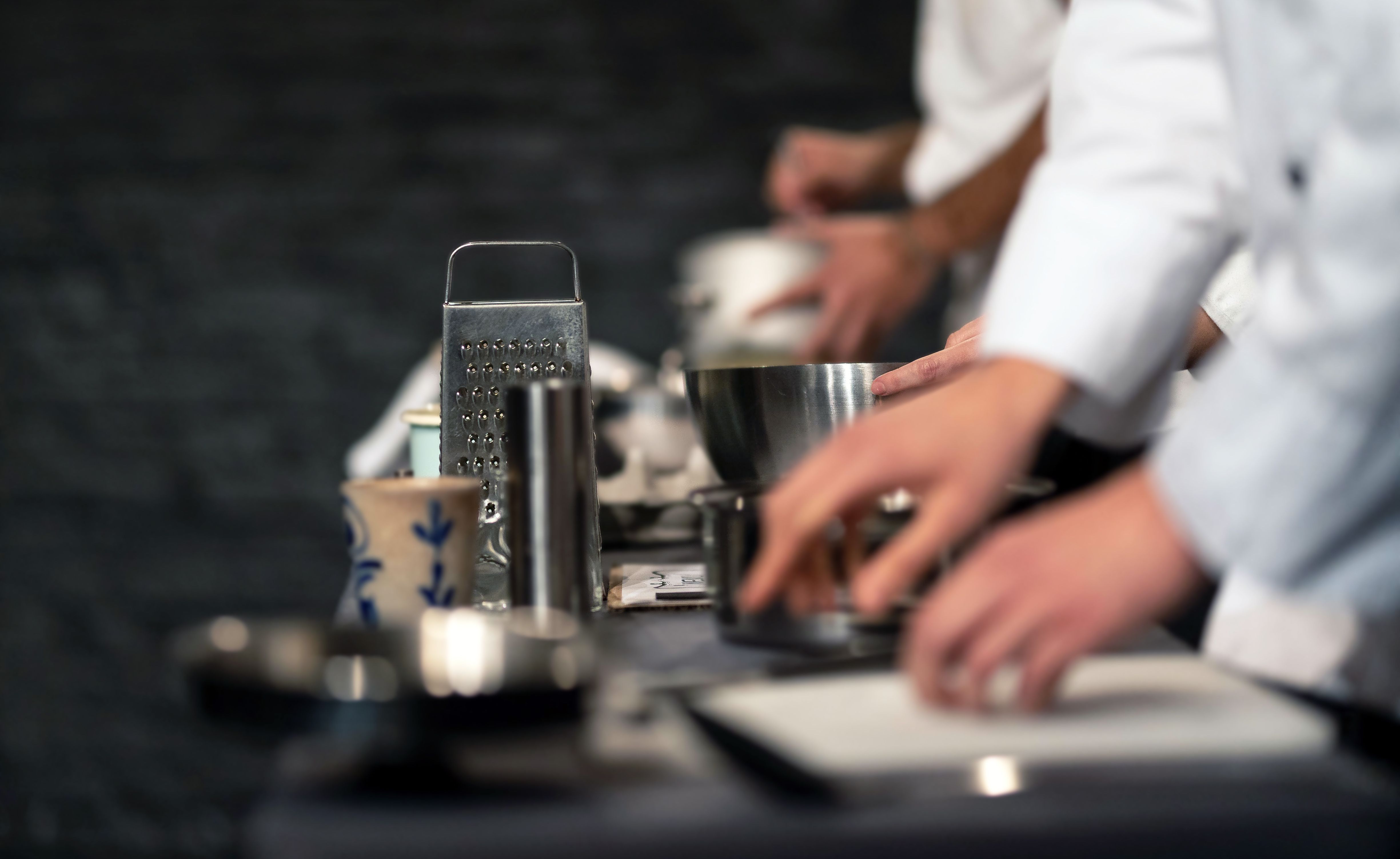 chef with kitchen equipment