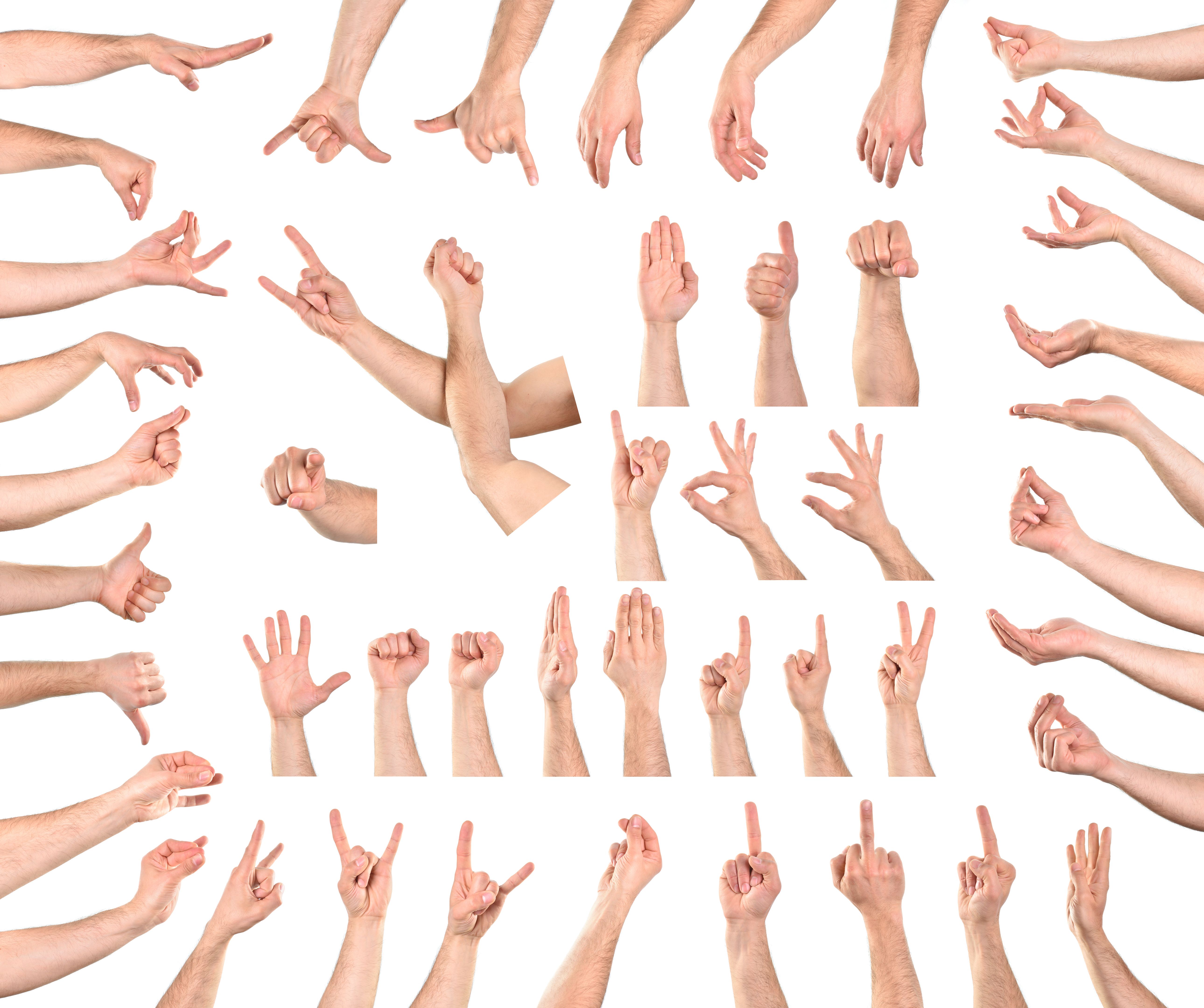 Compilation of 46 hand gestures