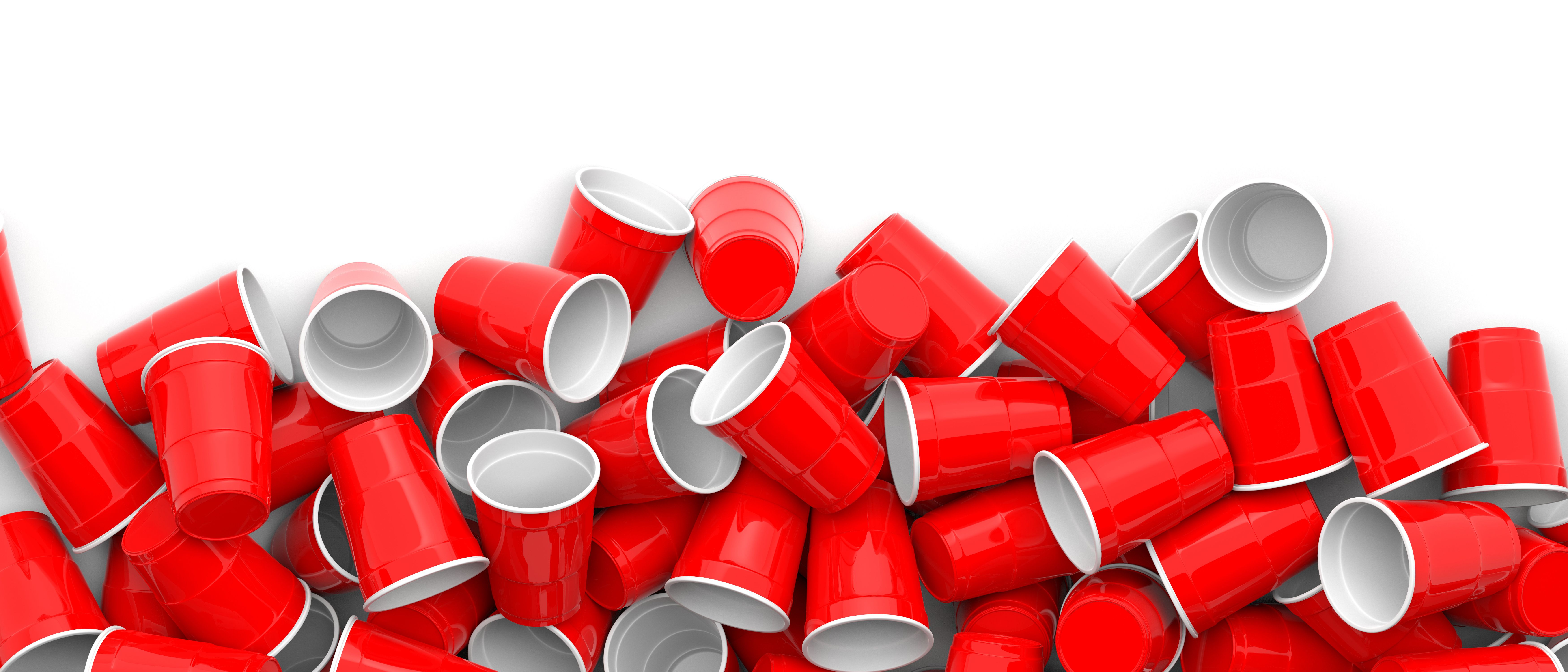 Plastic red solo disposable cups pile Plastic red solo disposable cups pile