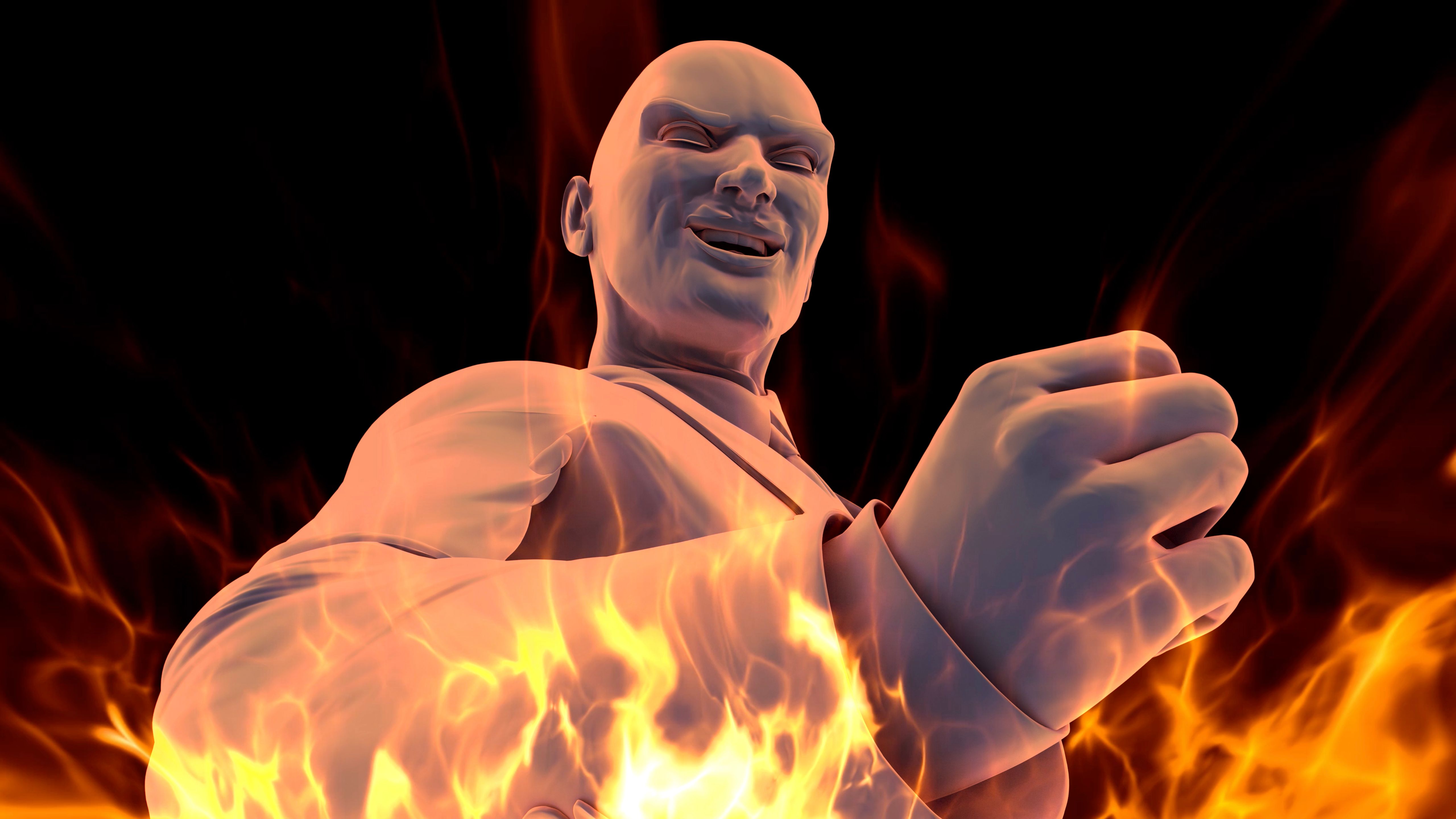 Devil Businessman Smiling in Fire