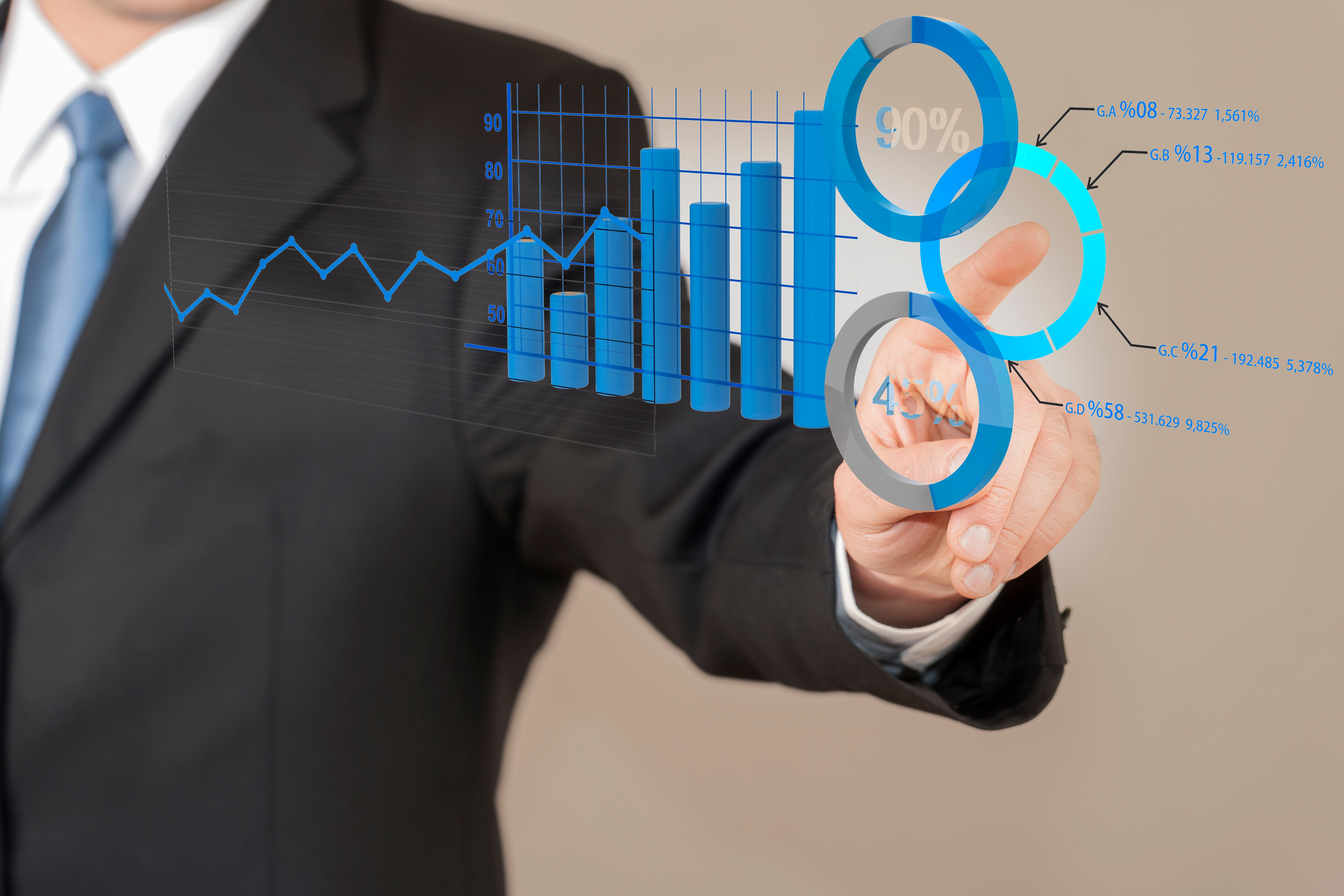 Análisis financiero tablero de instrumentos con indicadores de persona