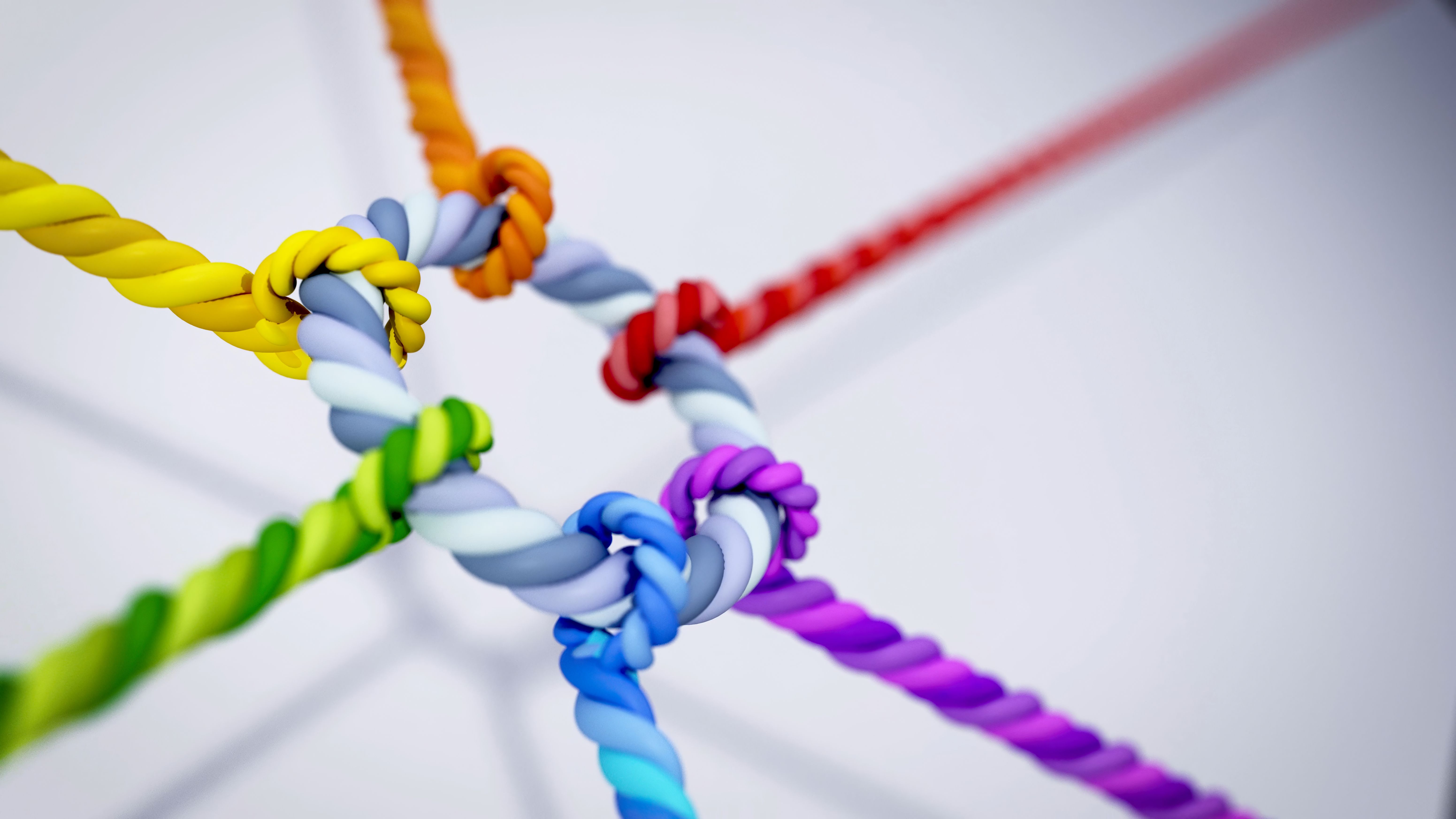Colorful knots intertwining in a creative display of craftsmanship and artistry