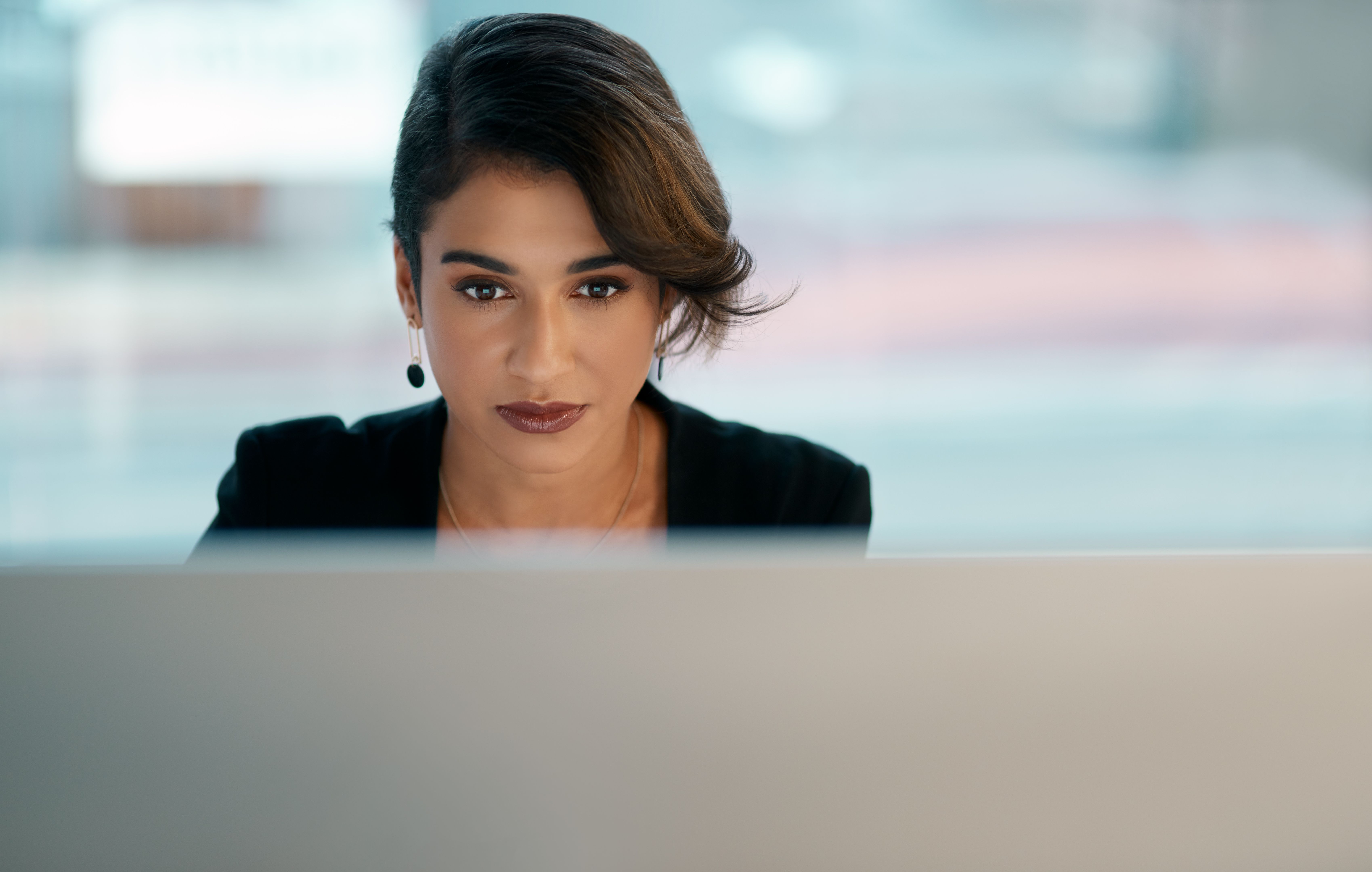 woman working computer