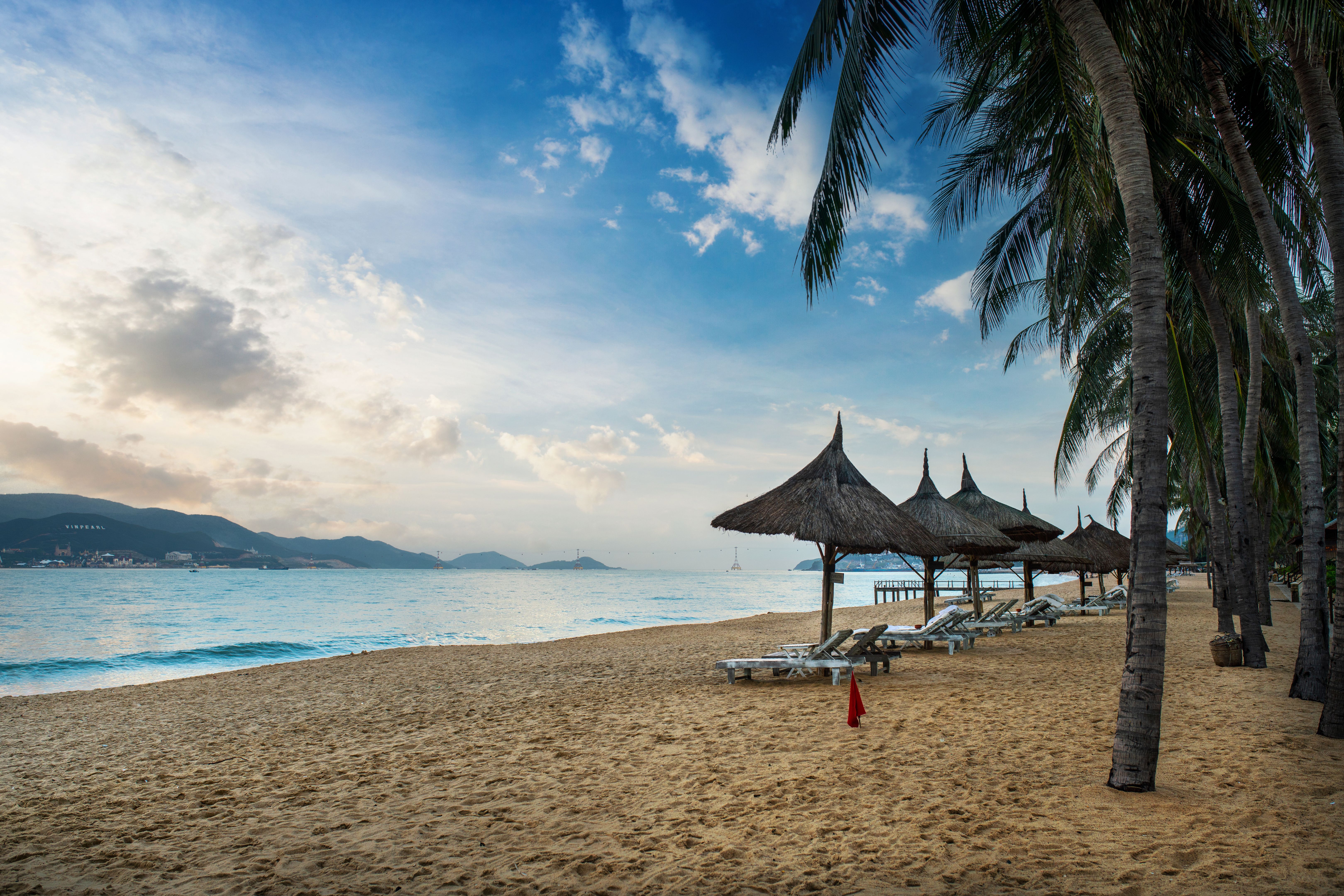 Empty beach of Nha Trang at sunset