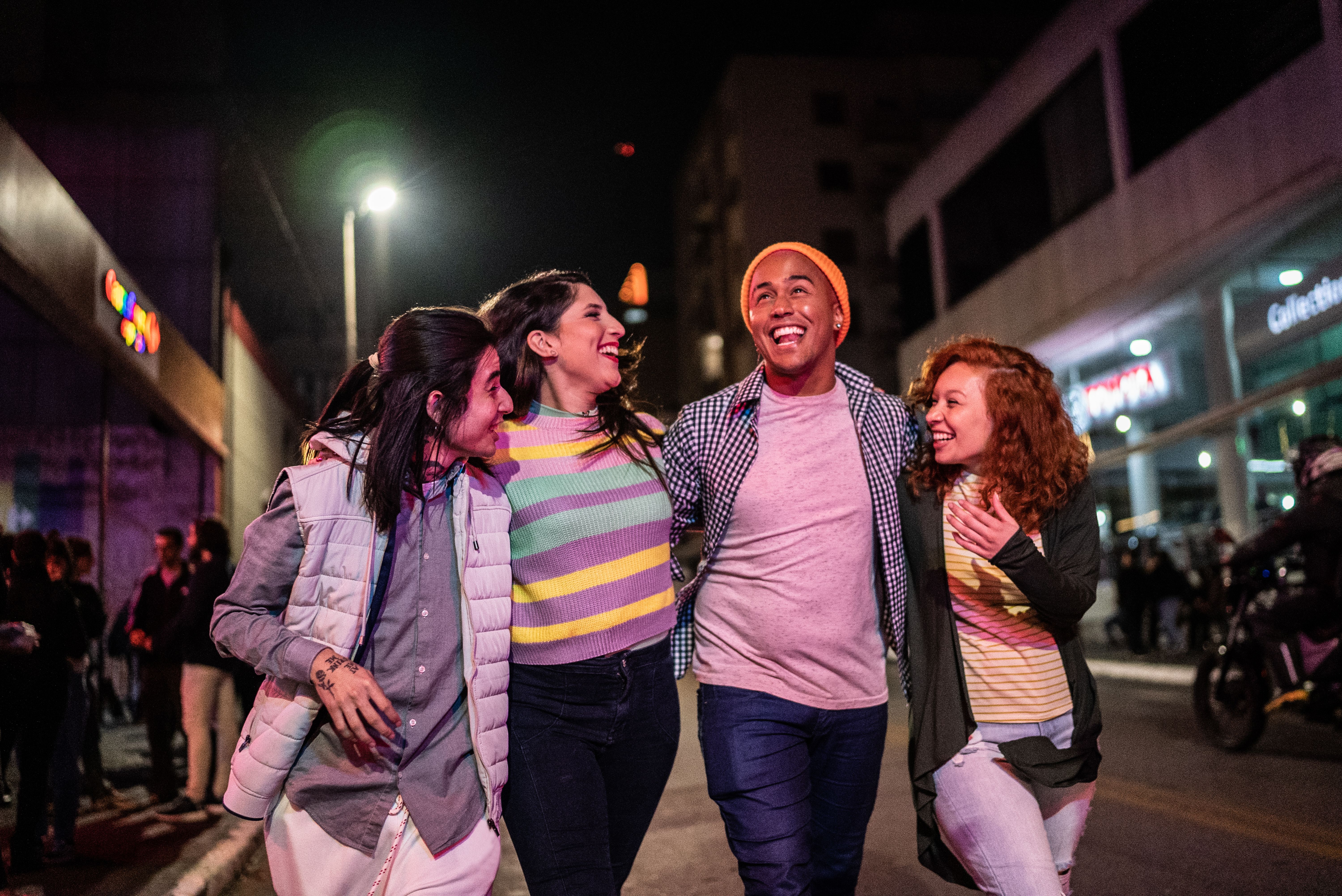 smiling people street