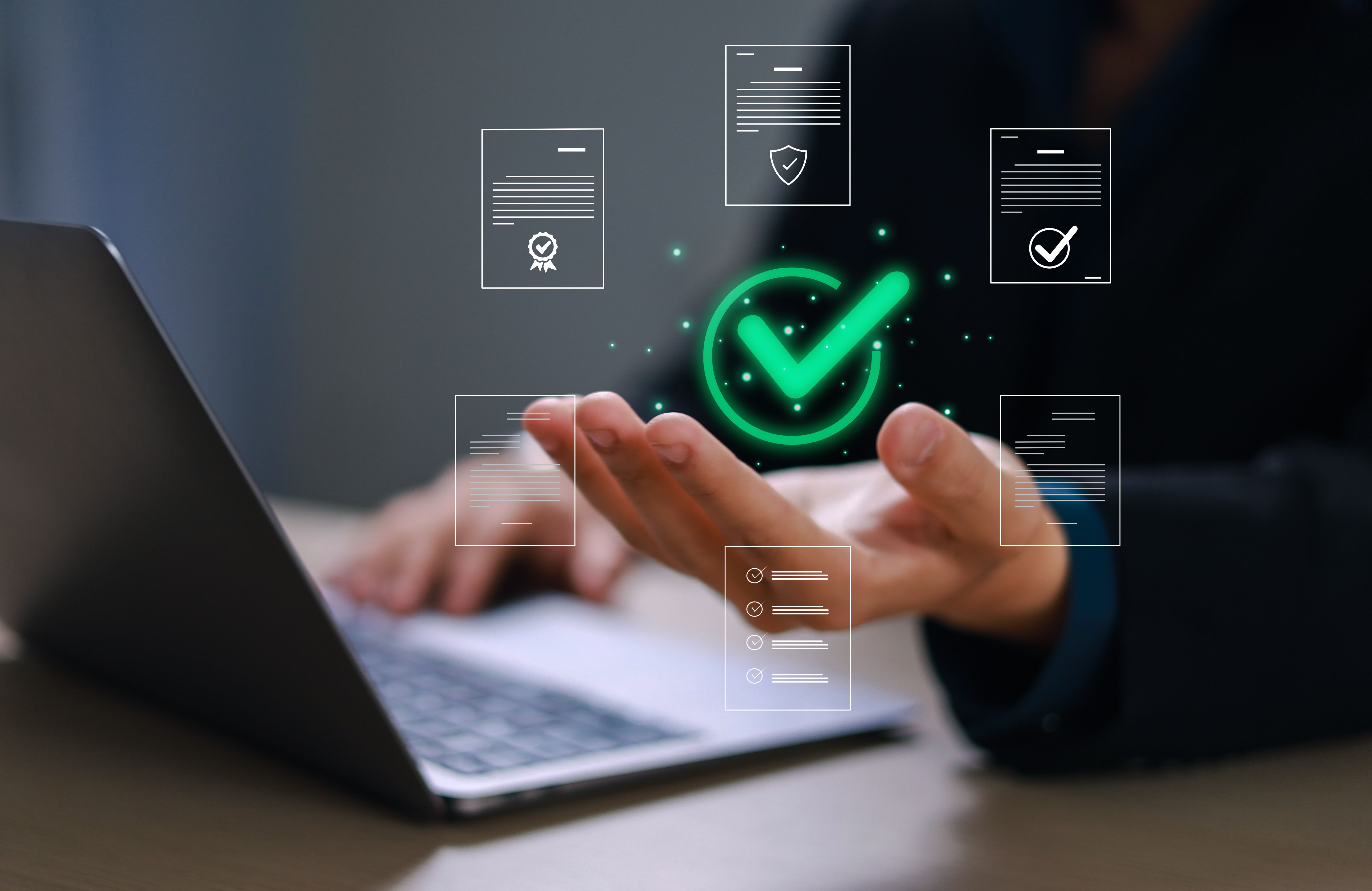 Quality control concept, industrial quality assurance, service system, business certification, ISO standards, digital technology, quality assurance process