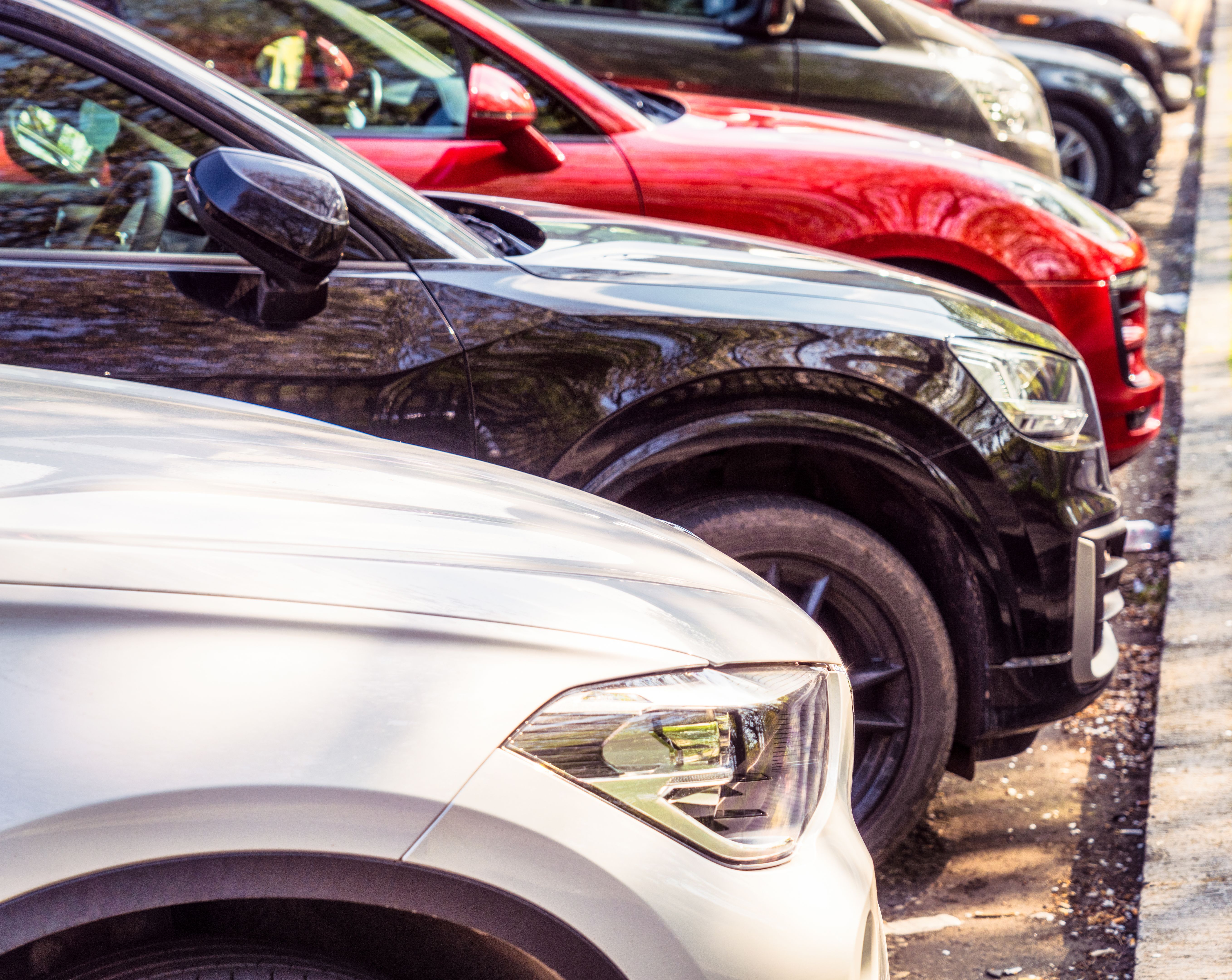 Cars parked in a row