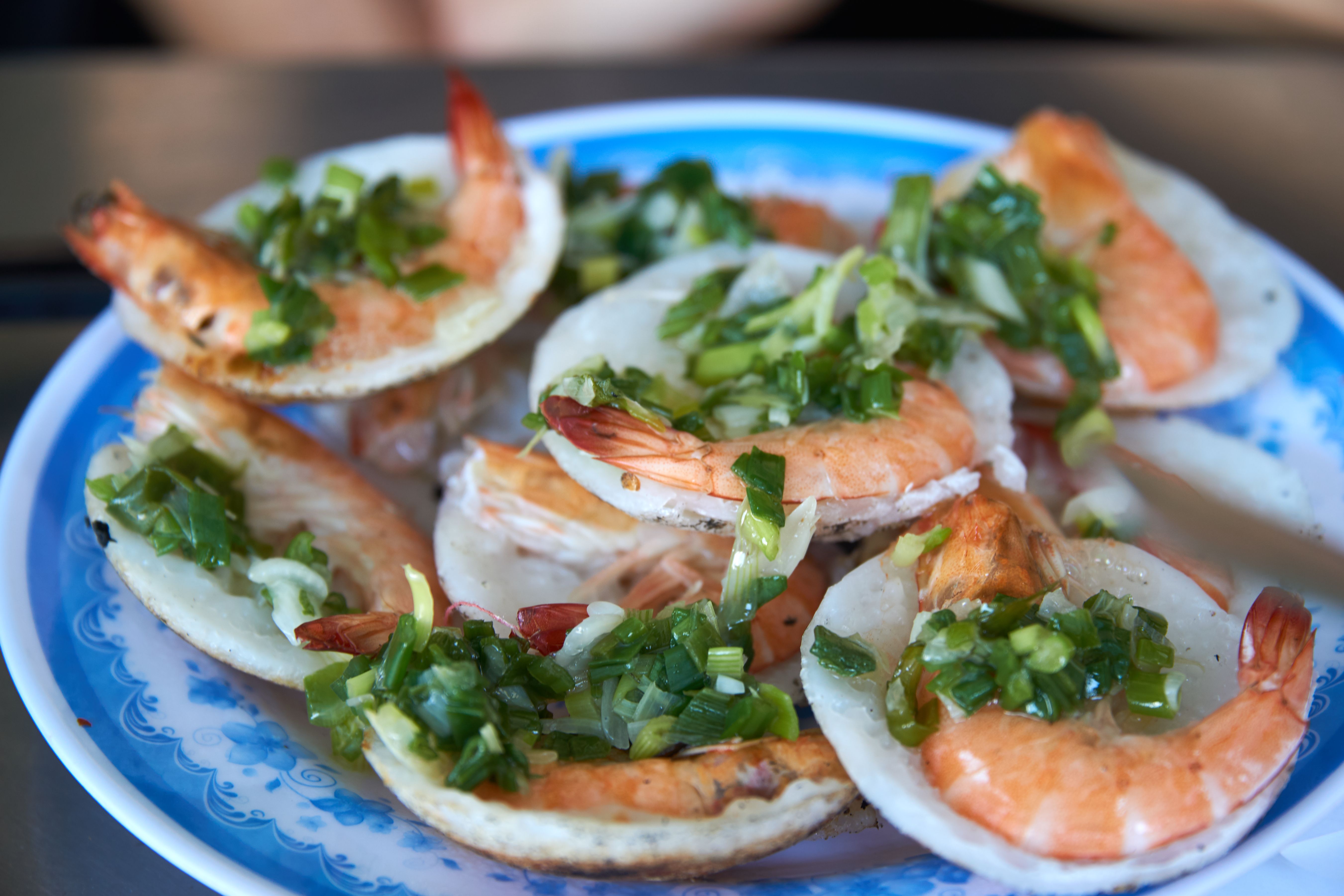 Vietnamese food and vegetable on dish. Nha trang, Vietnam.