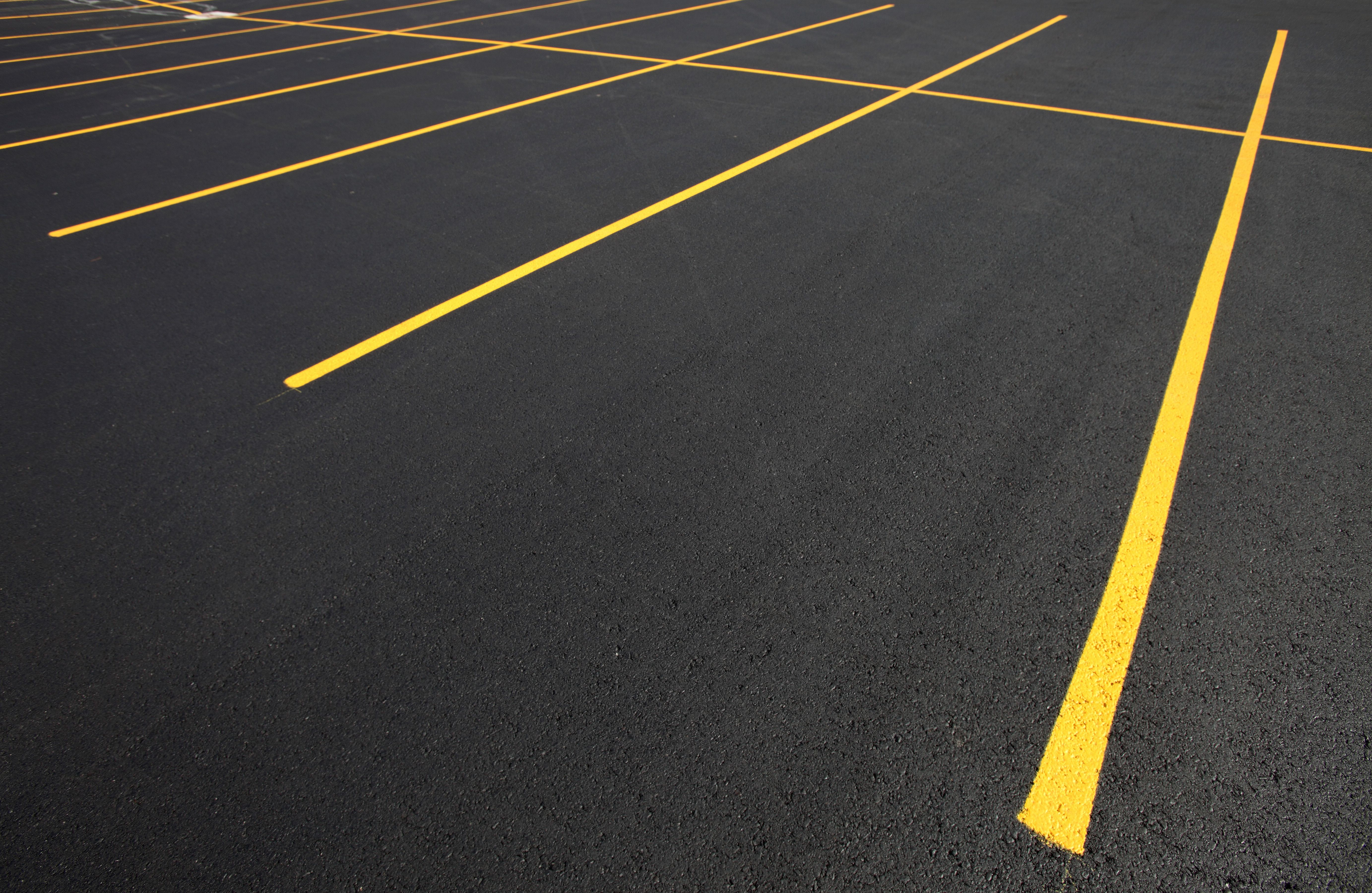 newly striped parking lot