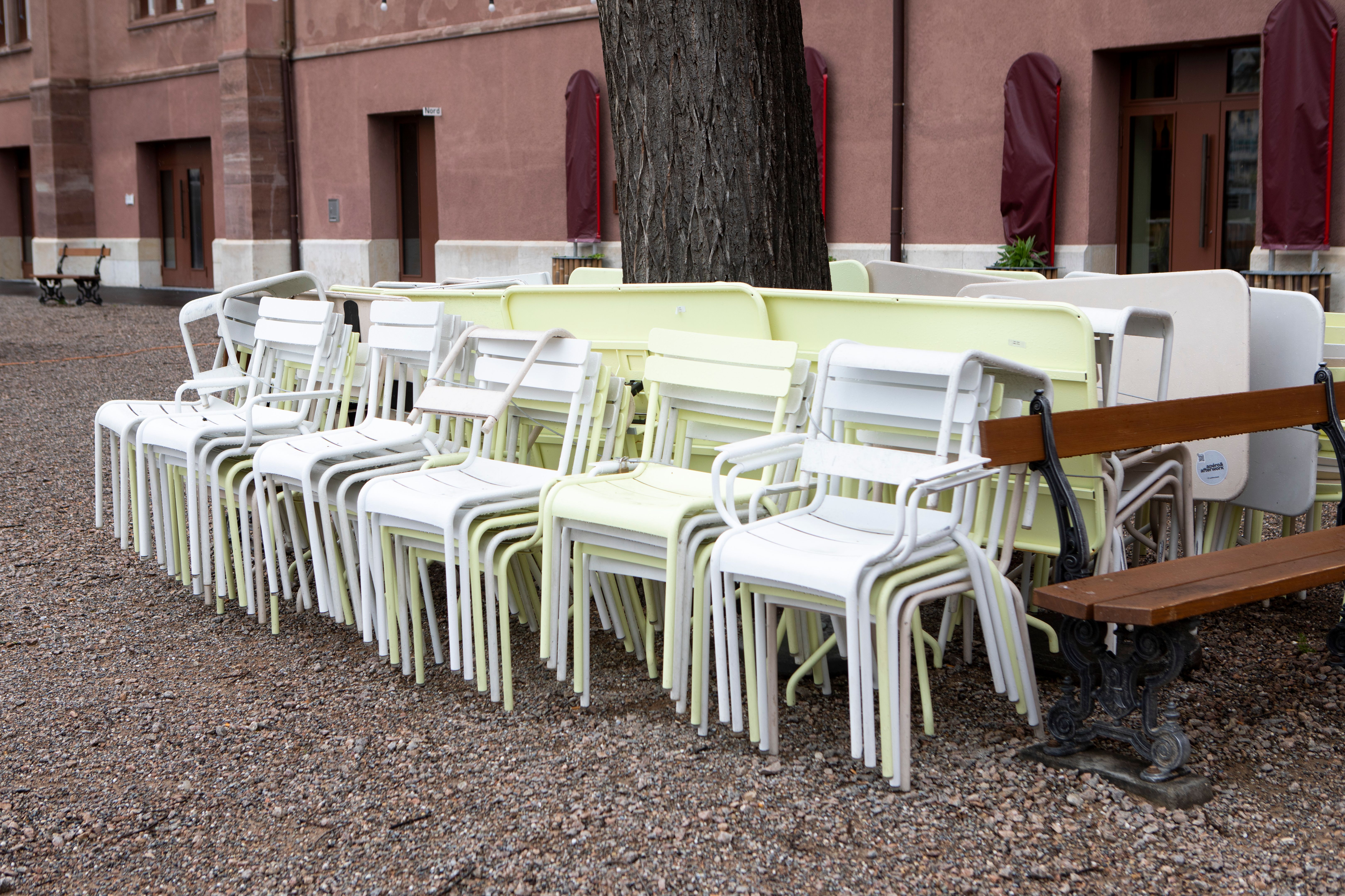 stacked chairs storage