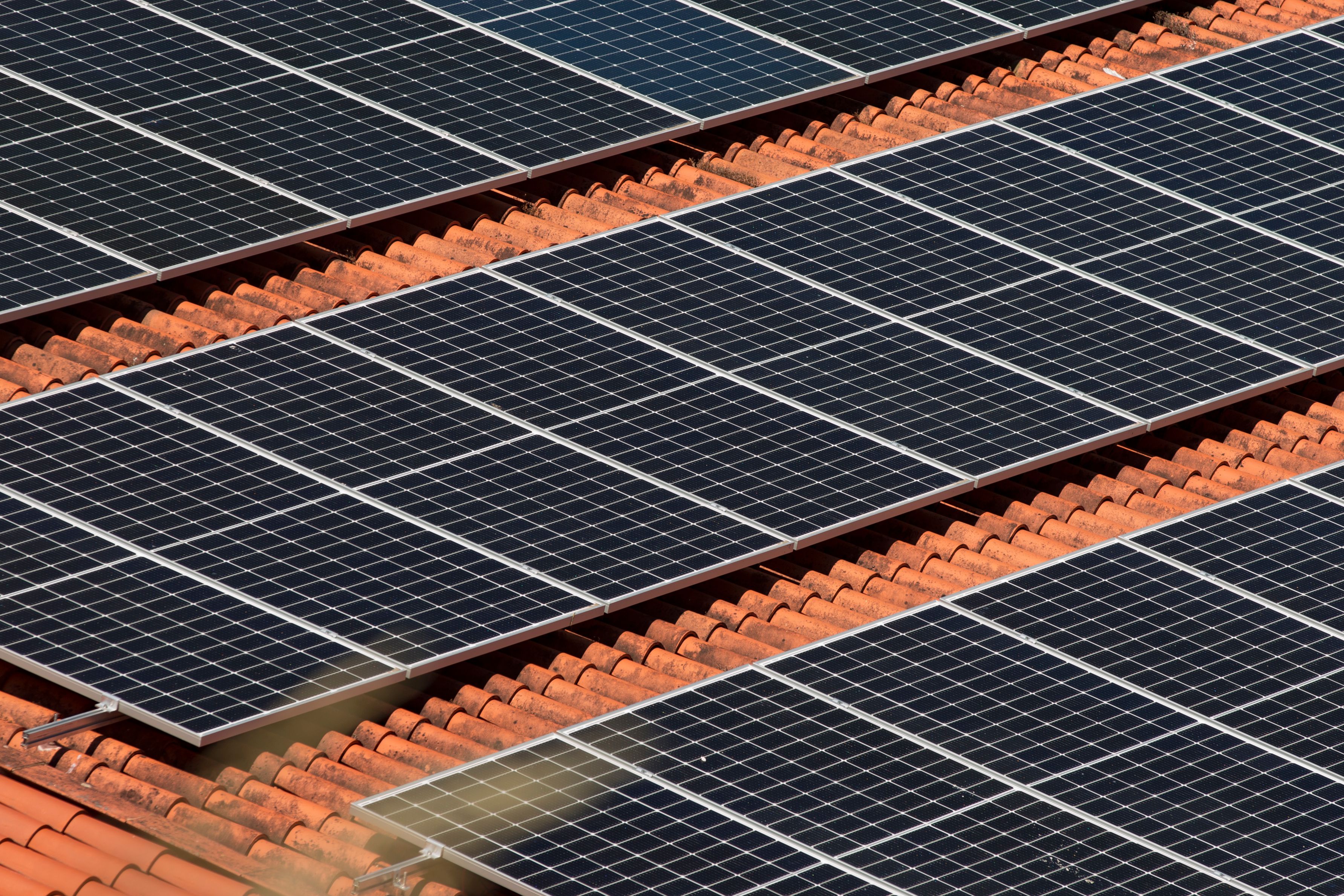 Detail of roof with solar panels. Detail of roof with solar panels.