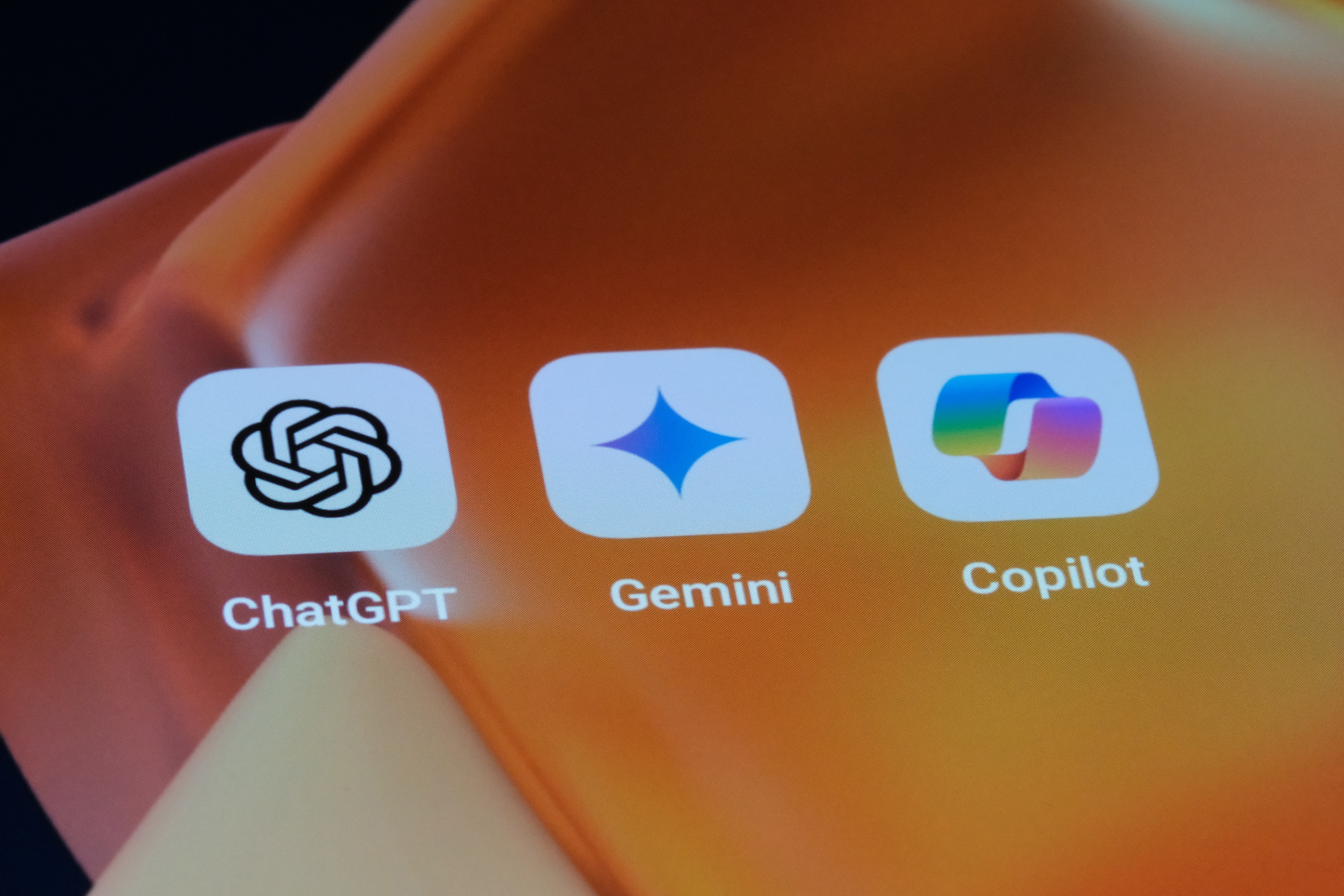 Google Gemini, OpenAI ChatGPT and Microsoft Copilot app icons. Assorted AI mobile apps Google Gemini, OpenAI ChatGPT and Microsoft Copilot app icons. Assorted AI mobile apps