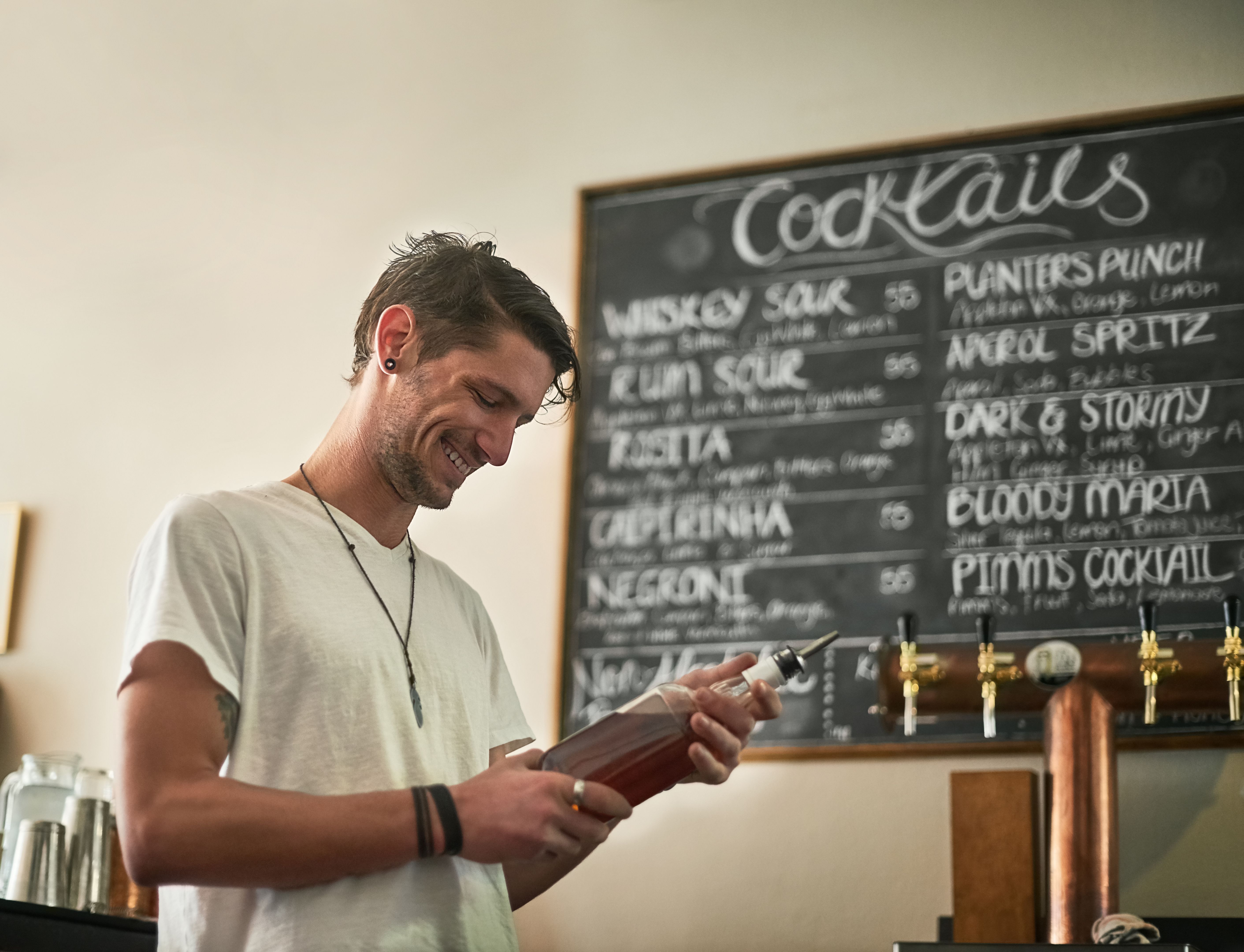 bartender creating drink