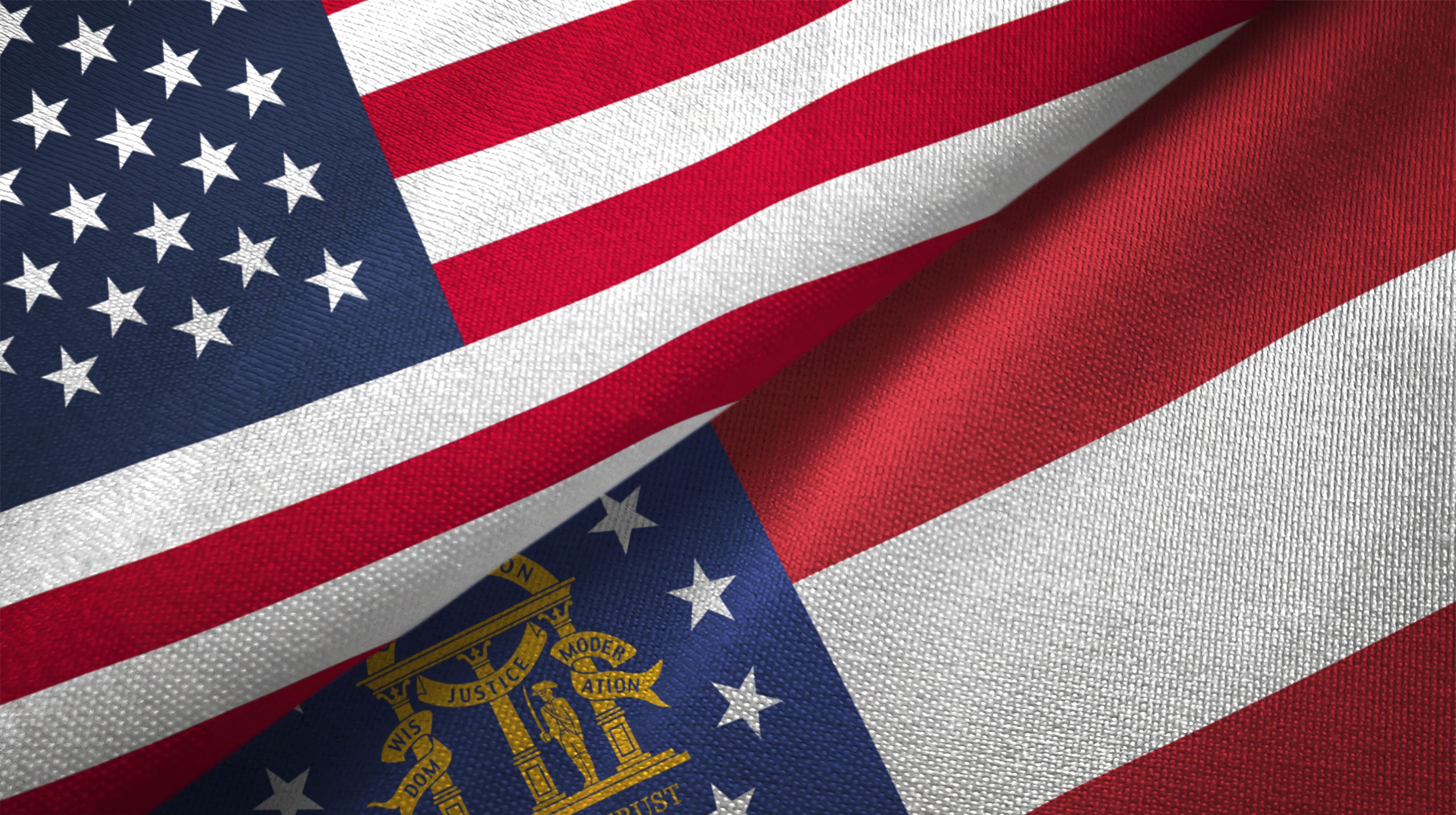 Georgia state and United States two flags together realations textile cloth fabric texture Georgia state and United States two flags together realations textile cloth fabric texture