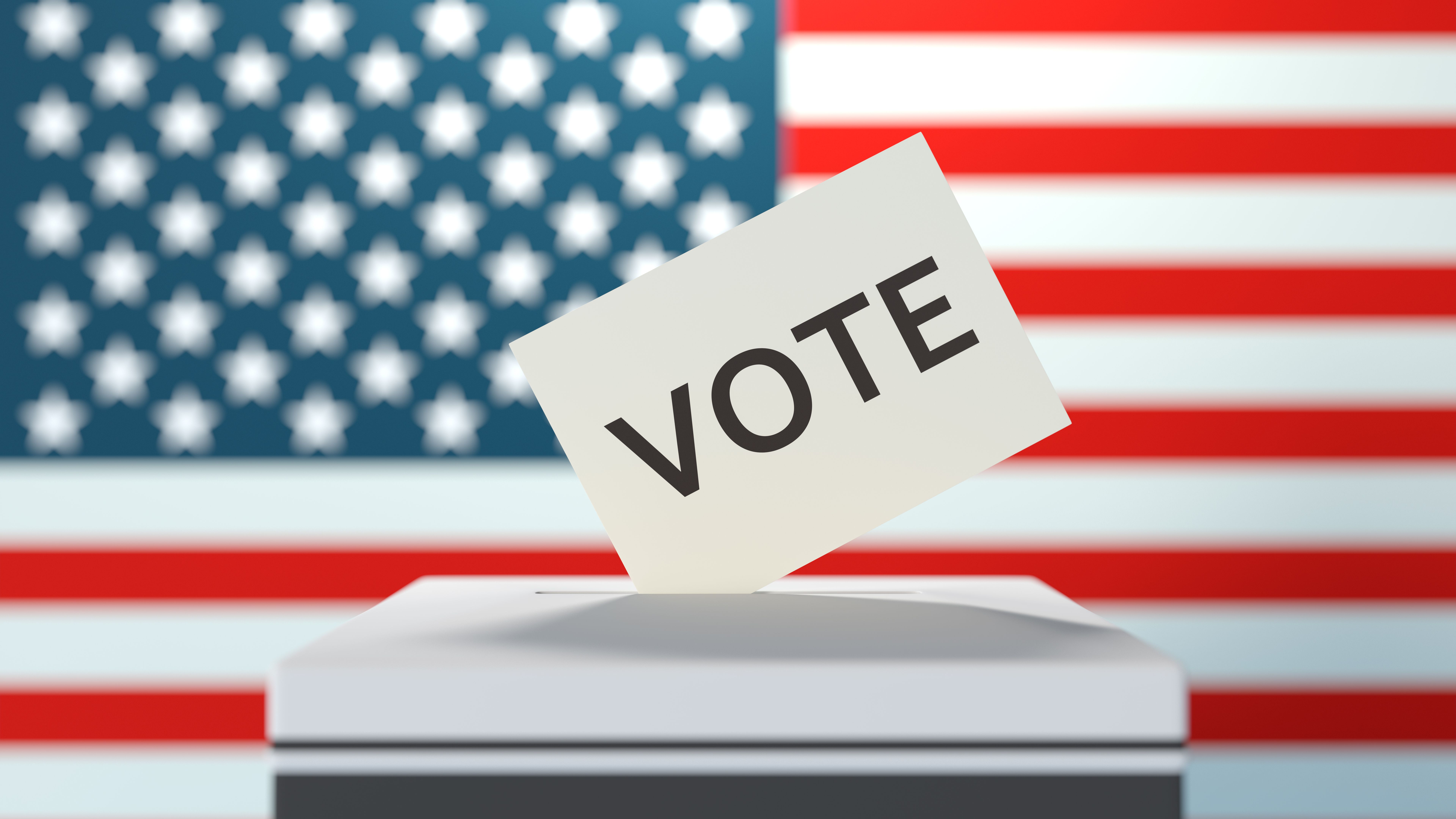 ballot box with american flag background