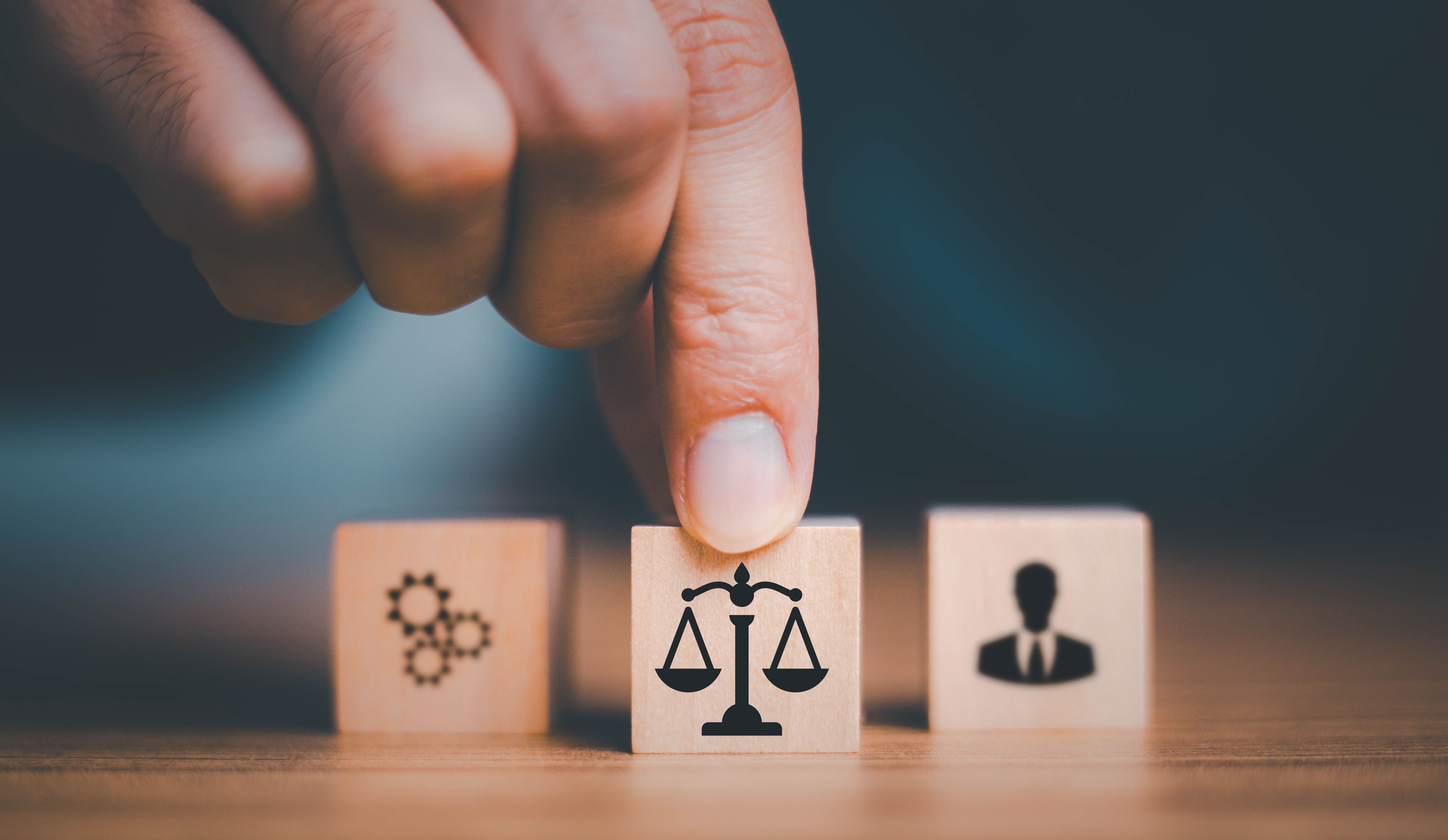 AI Law or AI ethics business concept. Artificial intelligence developing codes. Compliance, Business policy target in digital transformation and responsibility for guarding against unintended bias.