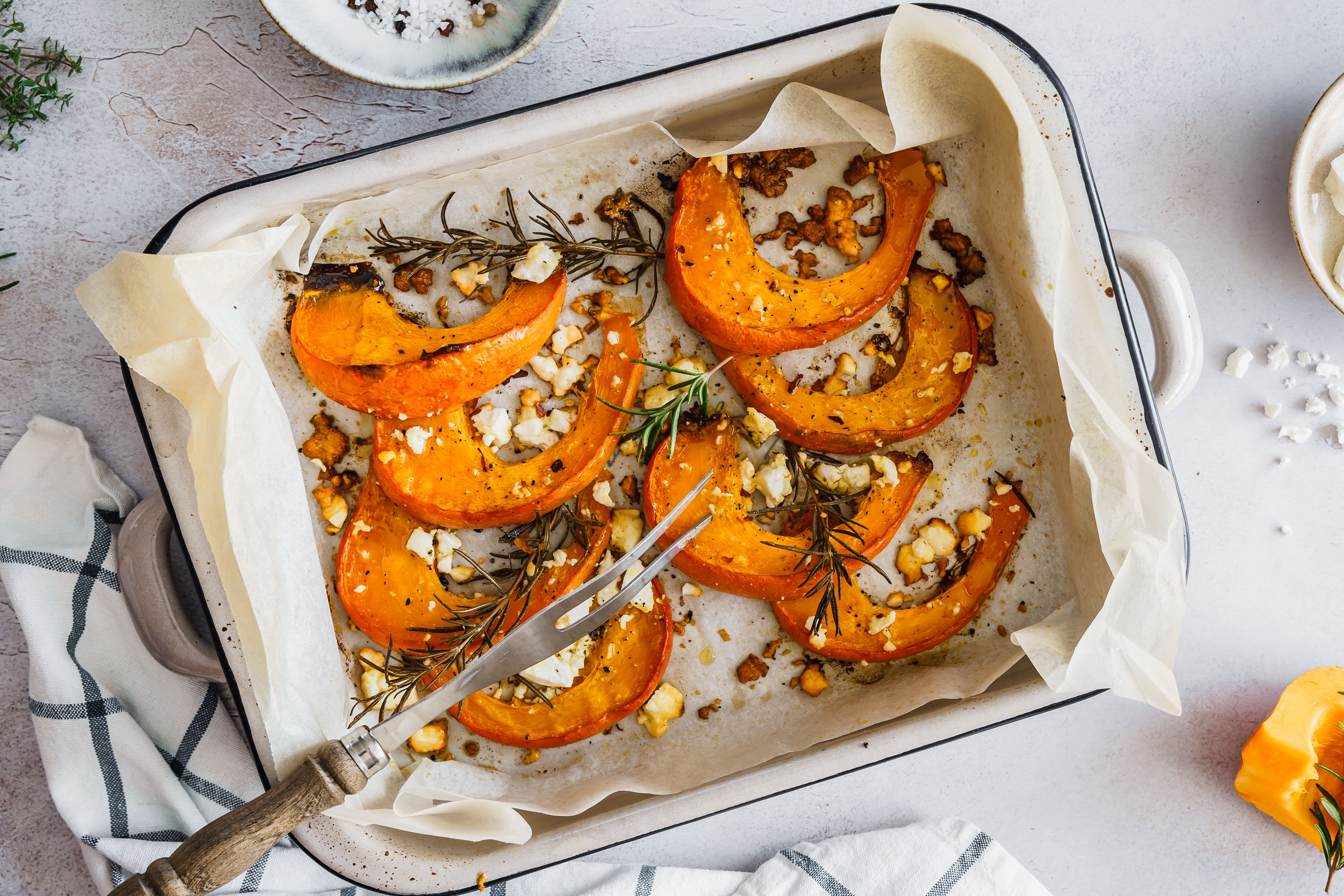 Baked pumpkin with feta