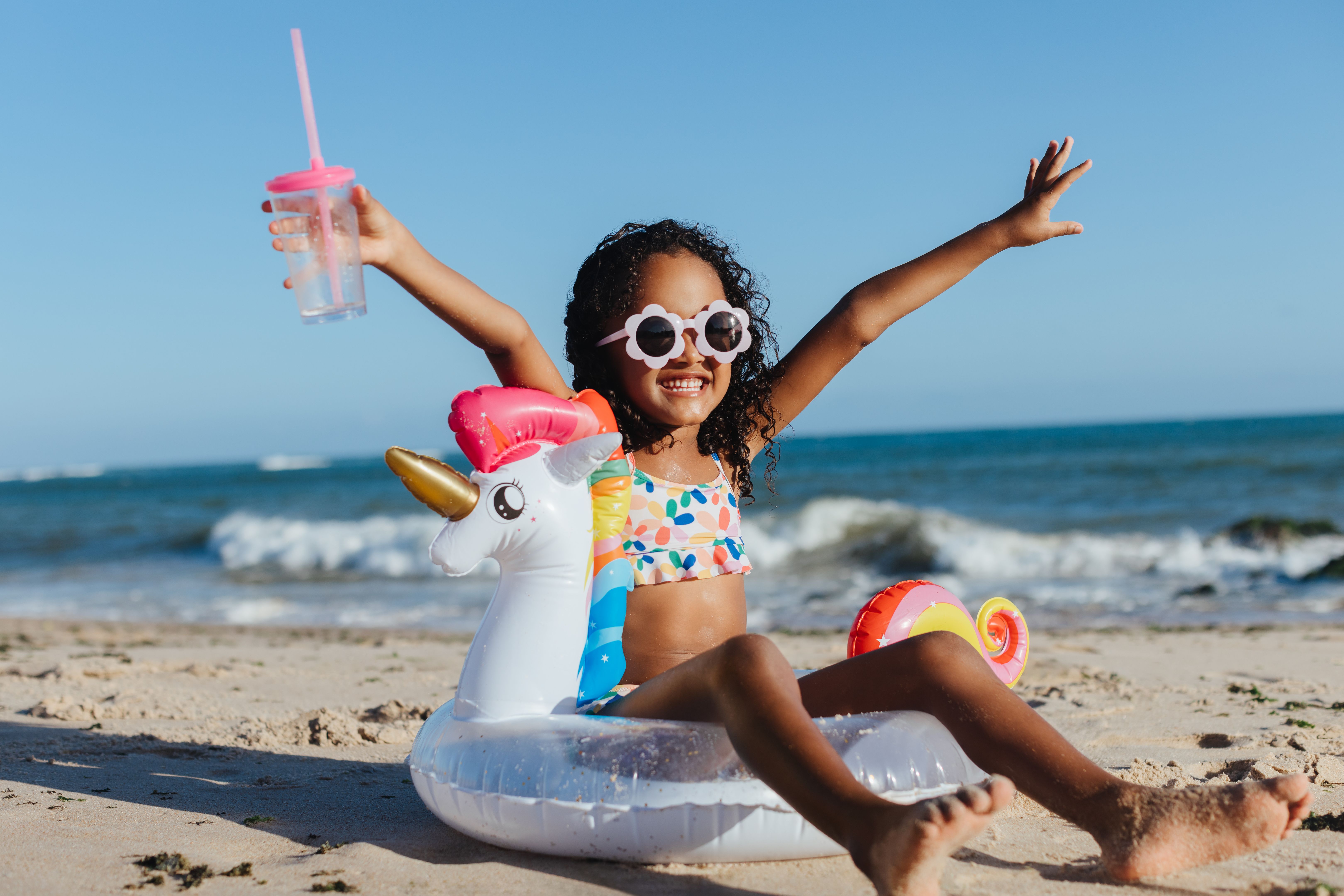 children playing beach