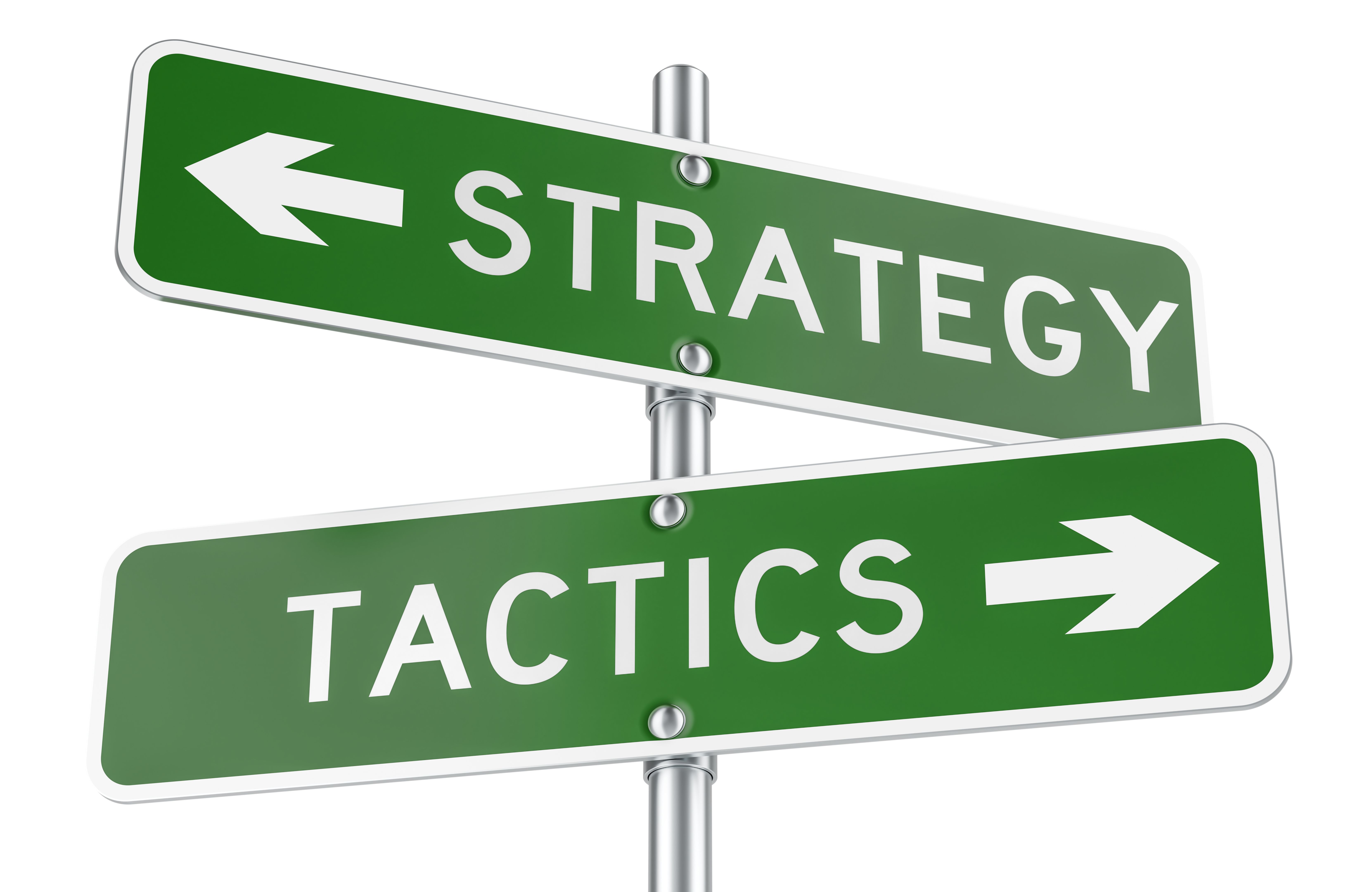 Strategy and Tactics green direction arrows, street signs. 3D rendering