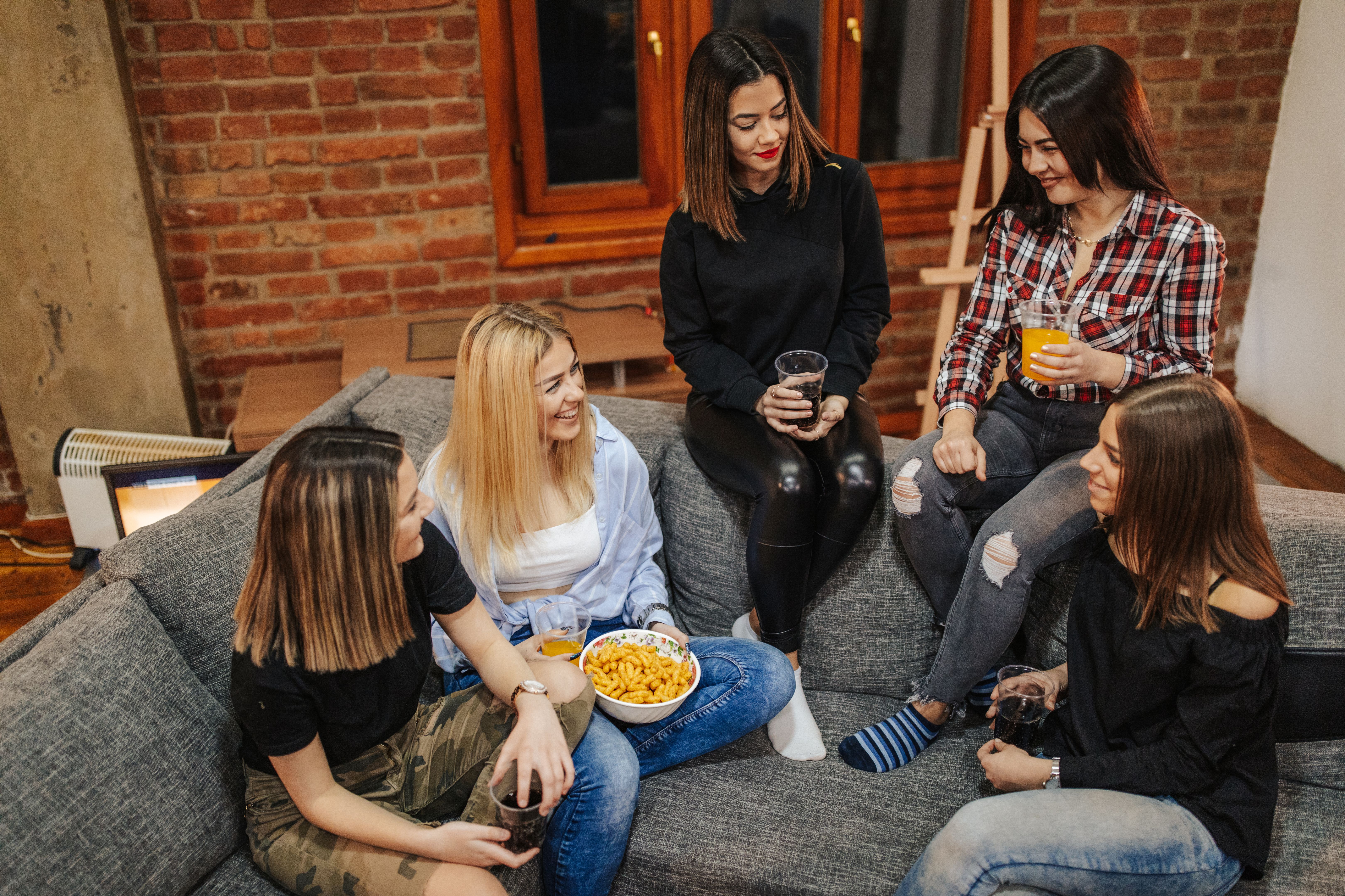 Friends having fun at home