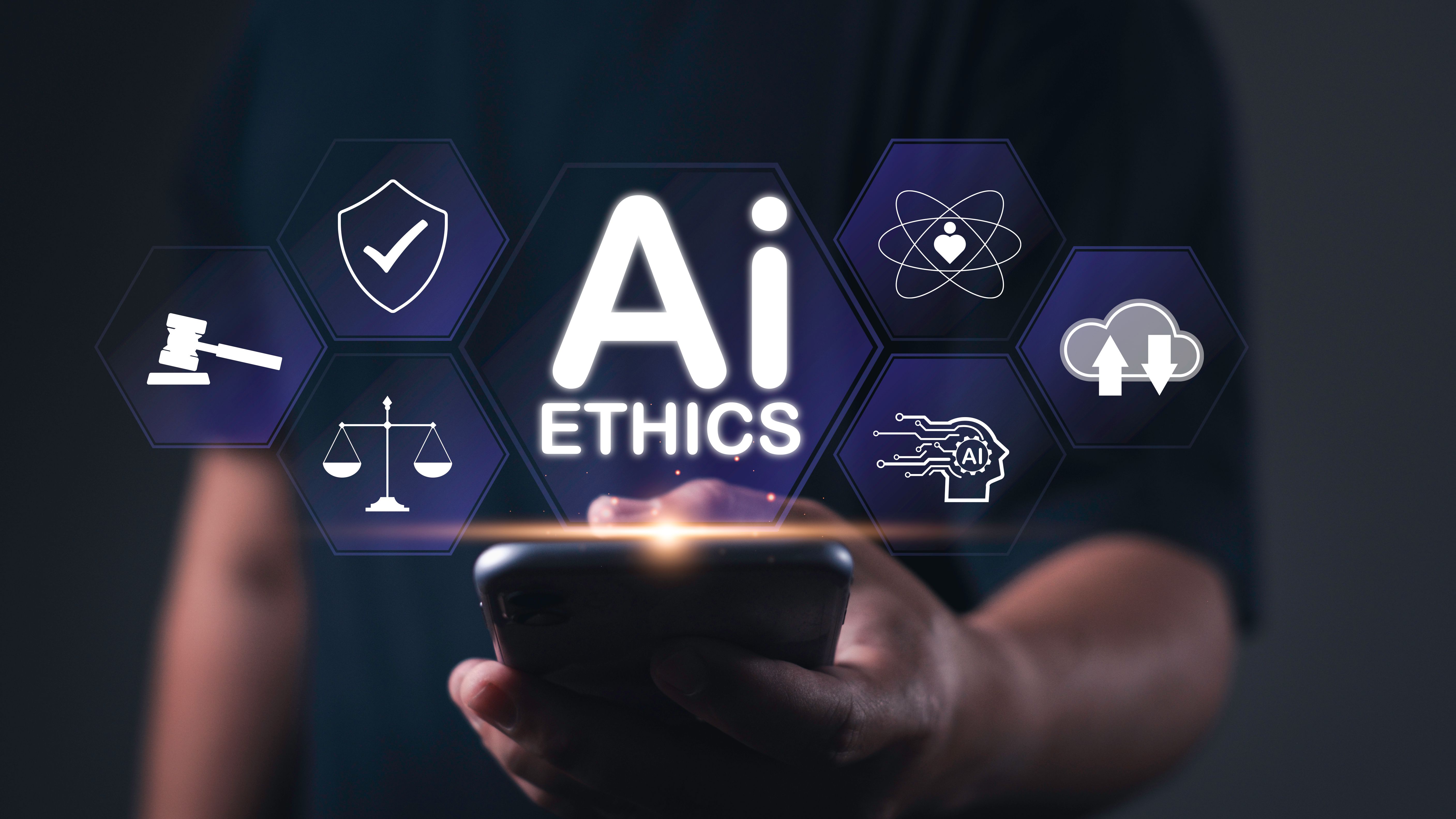 AI Ethics and Law ensuring Legal Compliance and Copyright Protection. Artificial intelligence policies, digital data security, and ethical practices guided by technology and legal expertise.