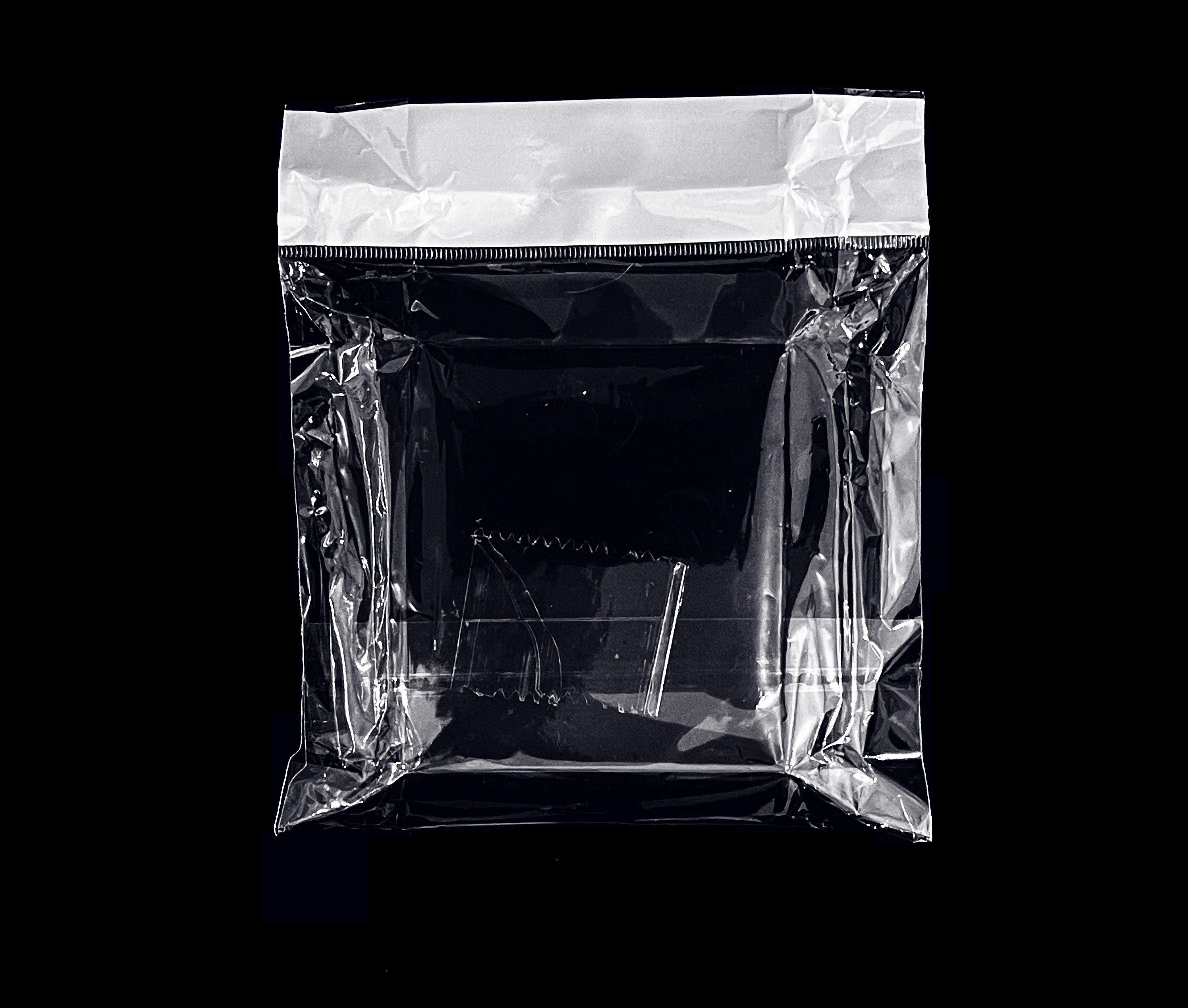 transparent plastic with zip locks. blank plastic with stickers used for mockups.