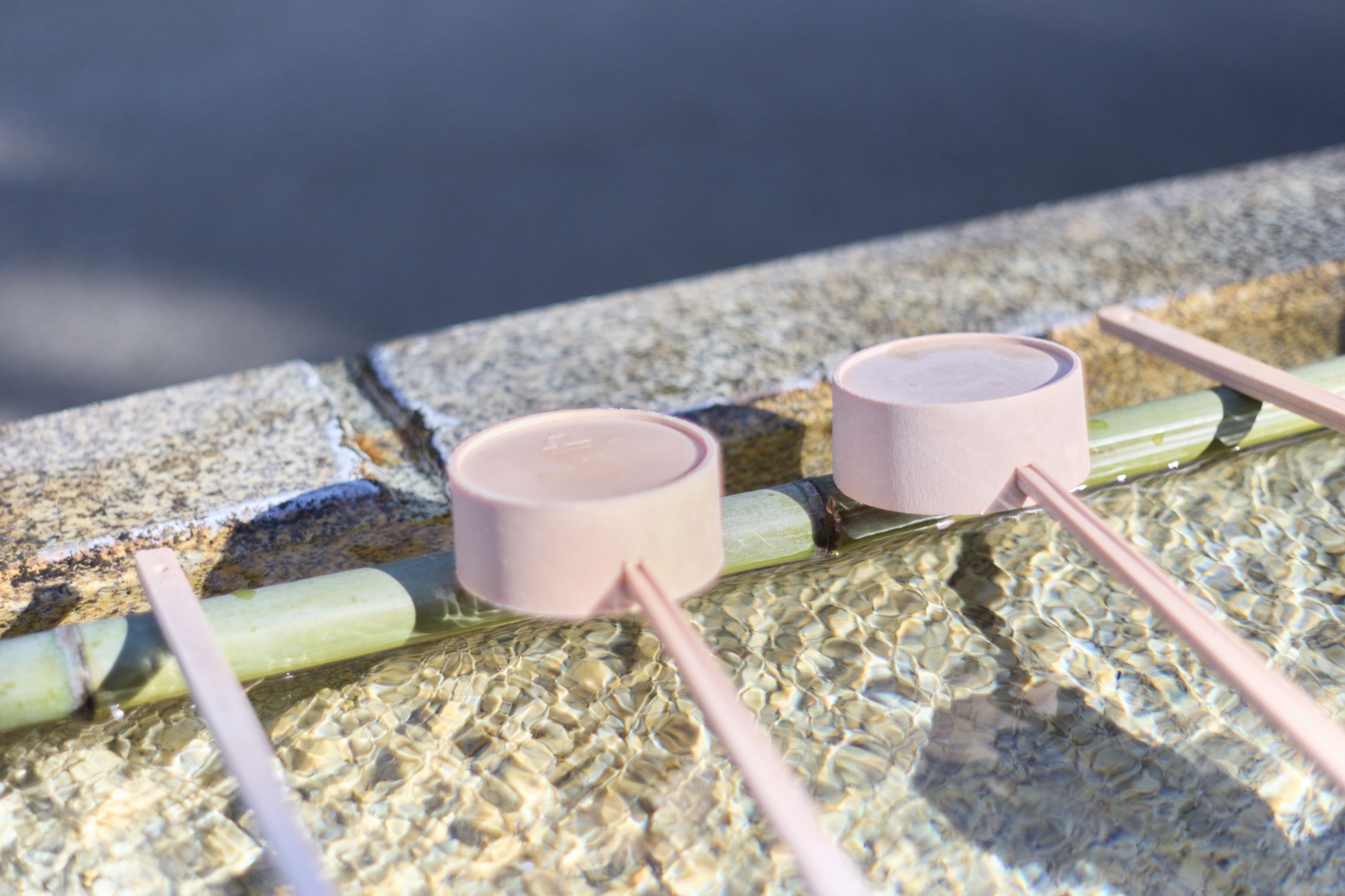 Serene Scene of Chōzuya with Bamboo Ladles Serene Scene of Chōzuya with Bamboo Ladles