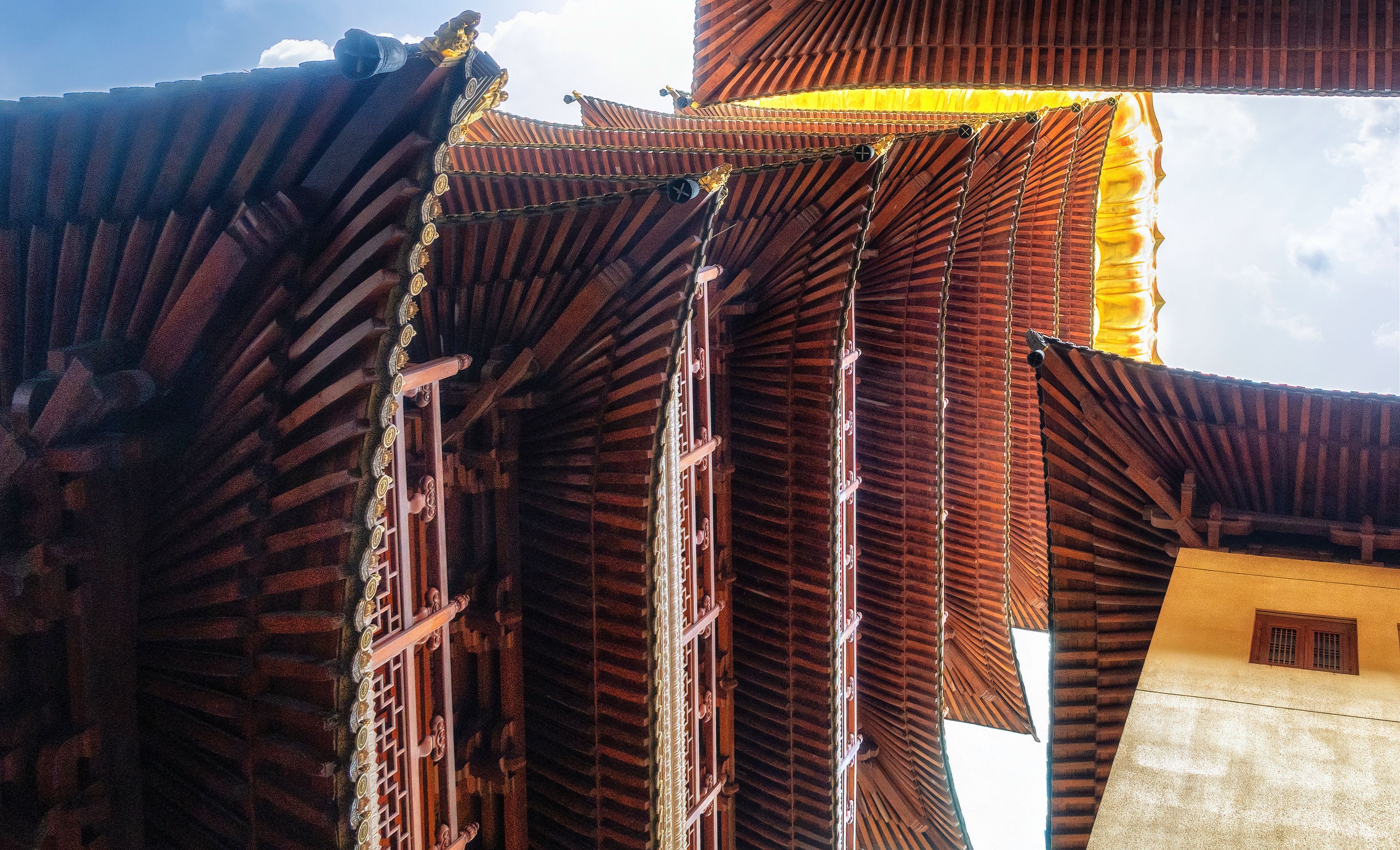 Details of roof on Buddhist Jing An Tranquility Temple - Shanghai, China